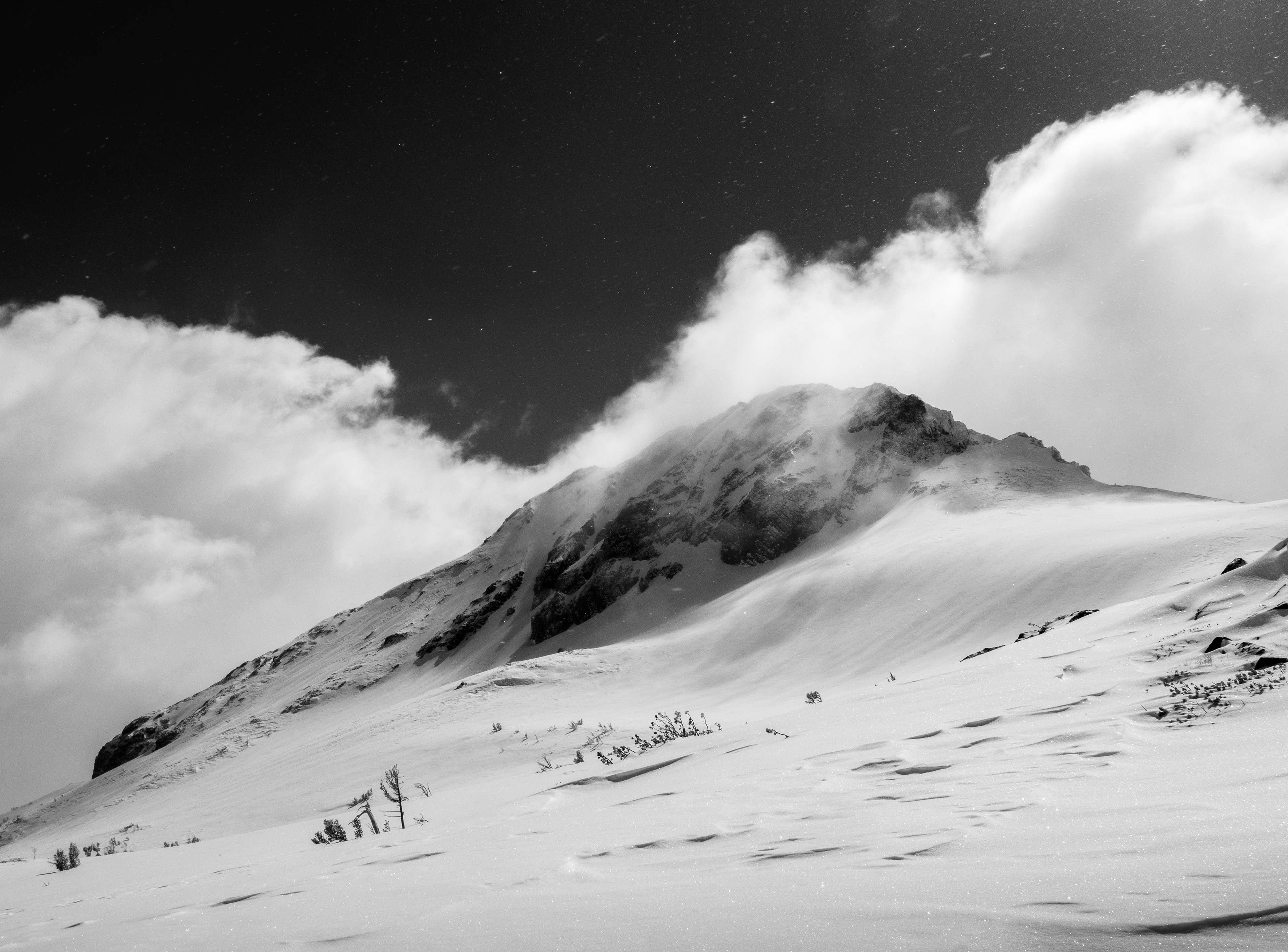 Round Top Peak Surrounded by Clouds