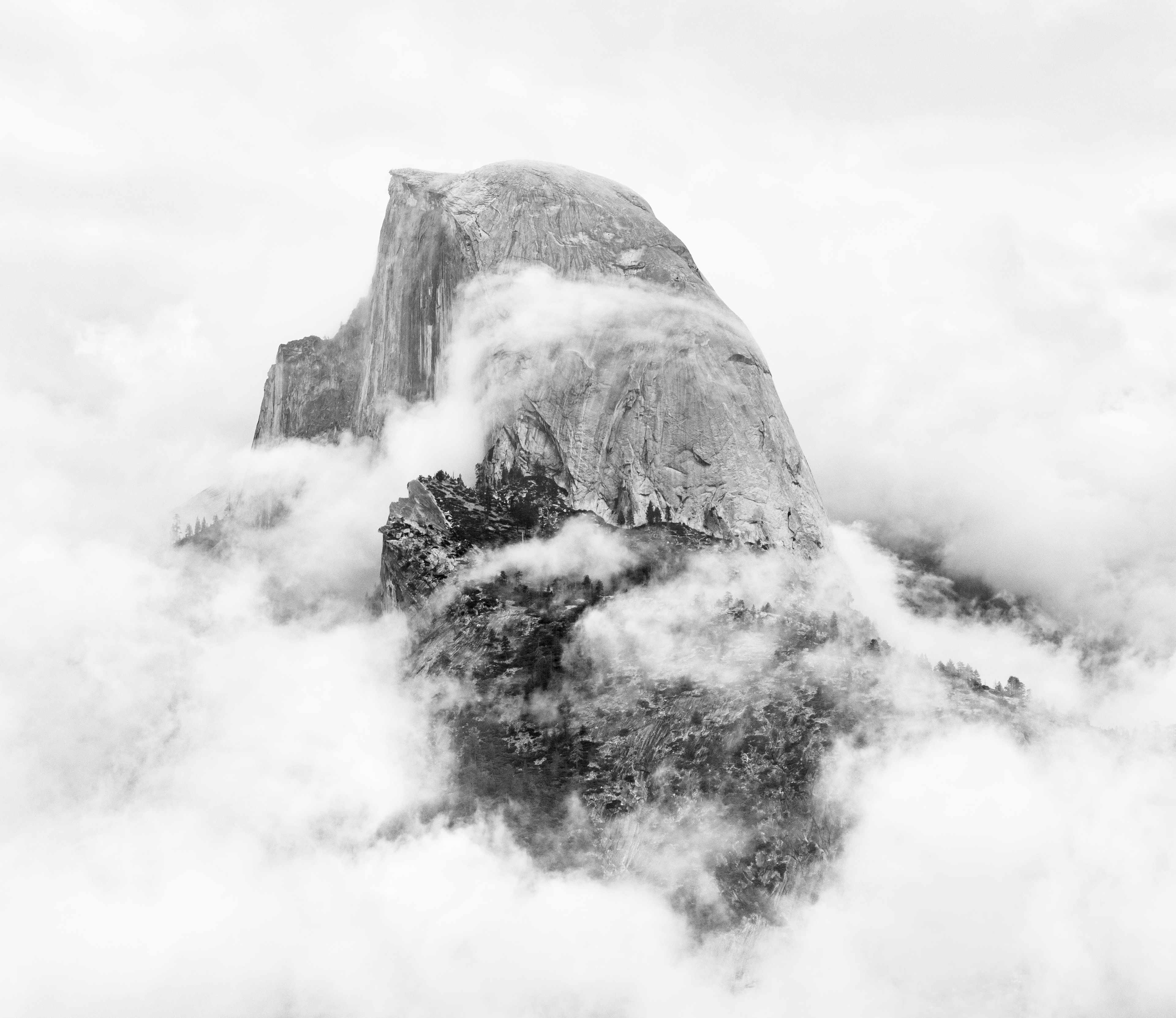 Half Dome Wrapped in Fog