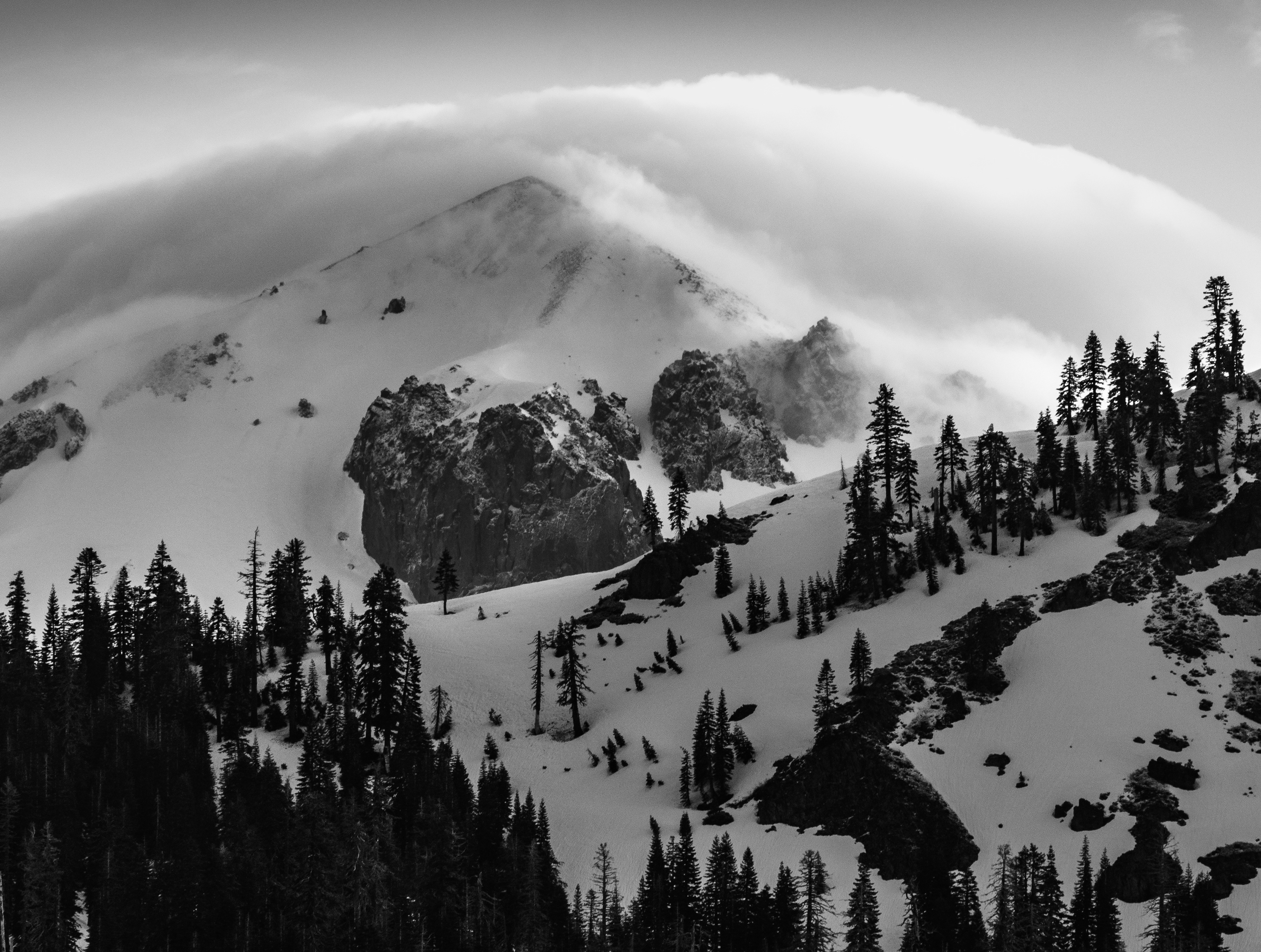 Lassen Peak Wrapped in Fog #1