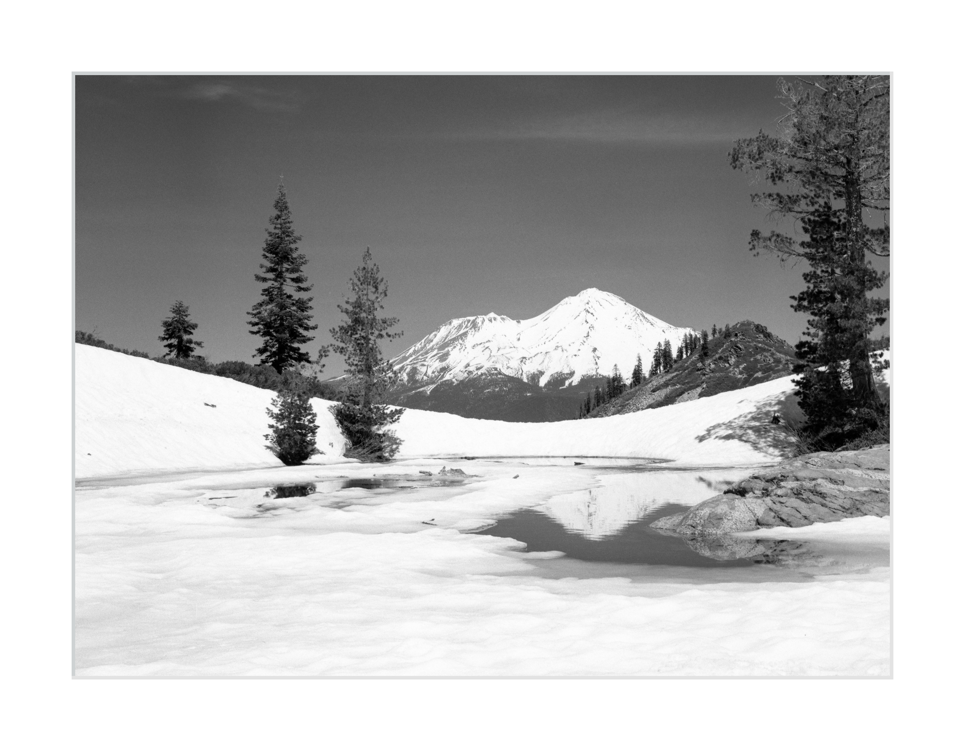 Mount Shasta Reflected on Heart Lake in Spring