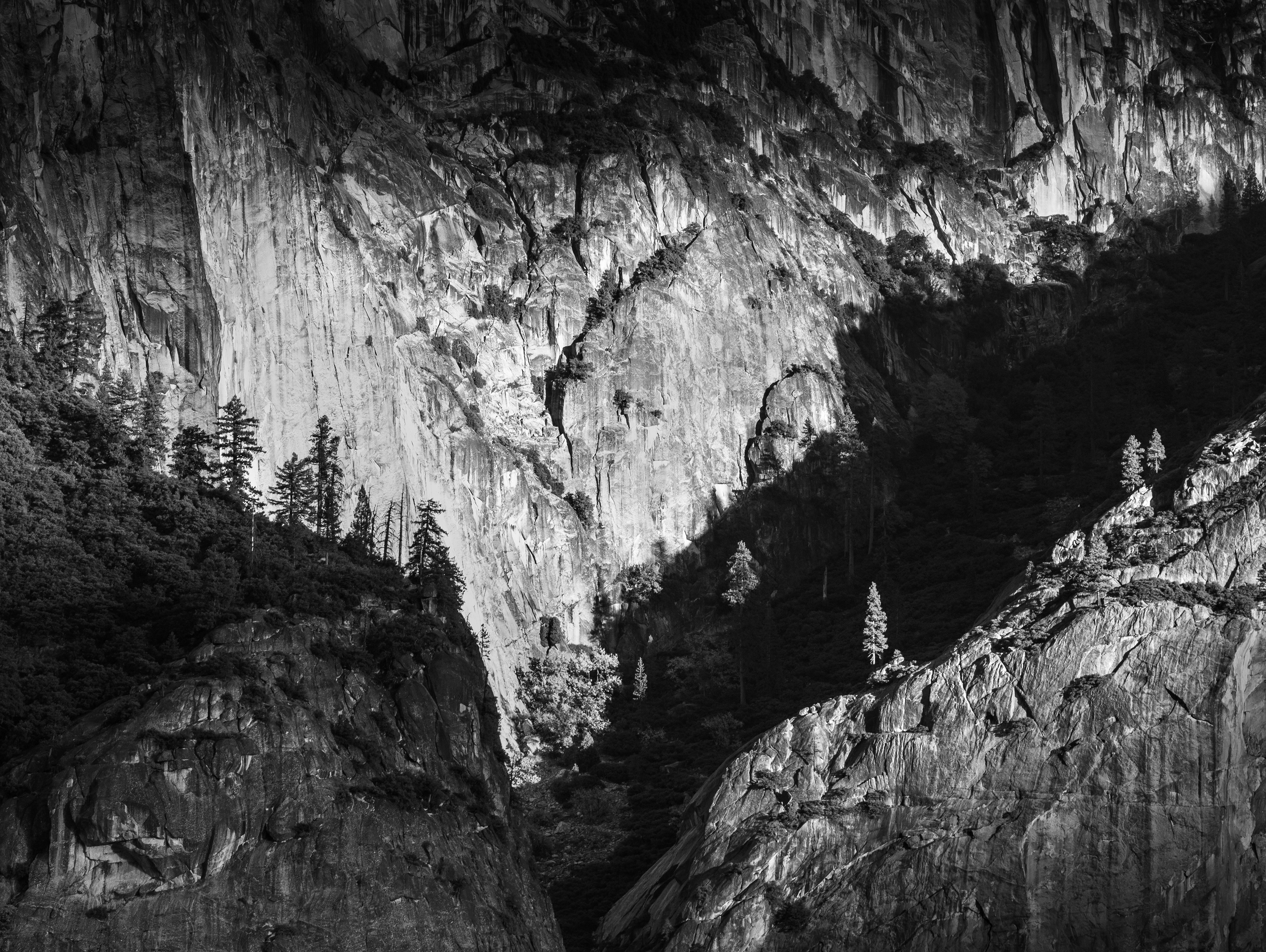 Light and Shadows on Granite Cliffs