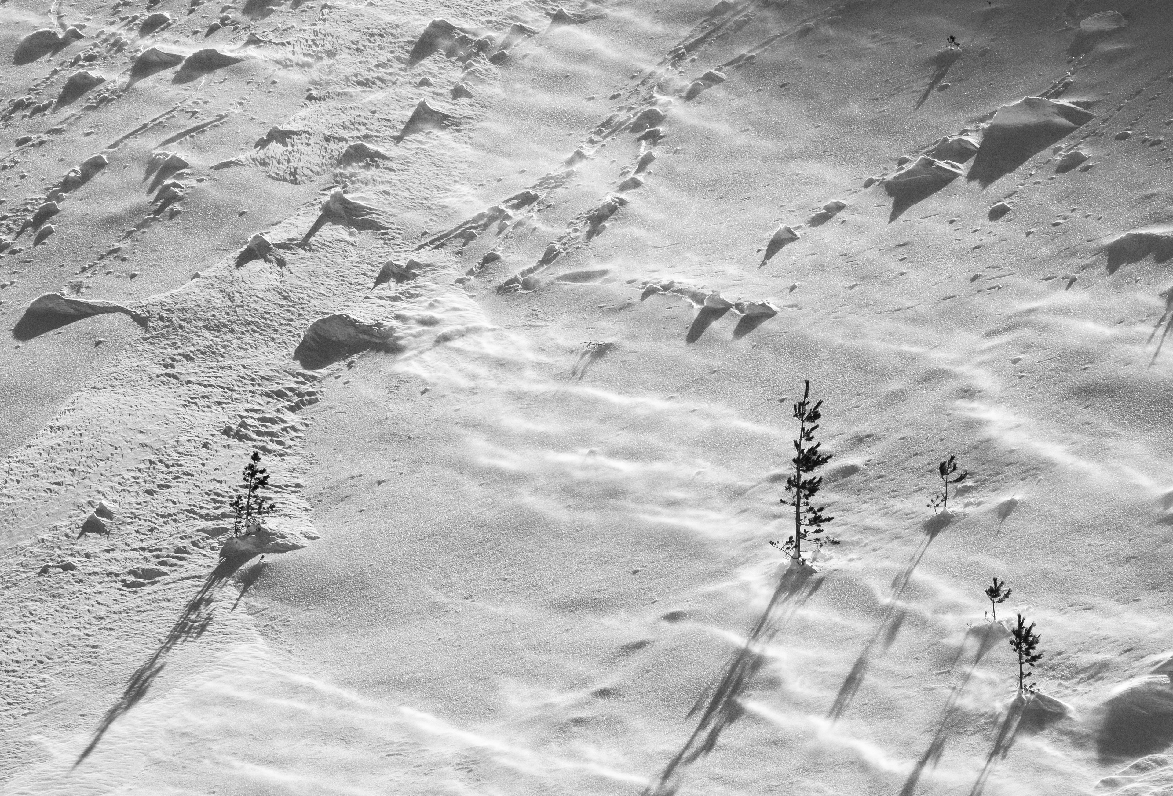 Snow Drifts on Mountain Slopes