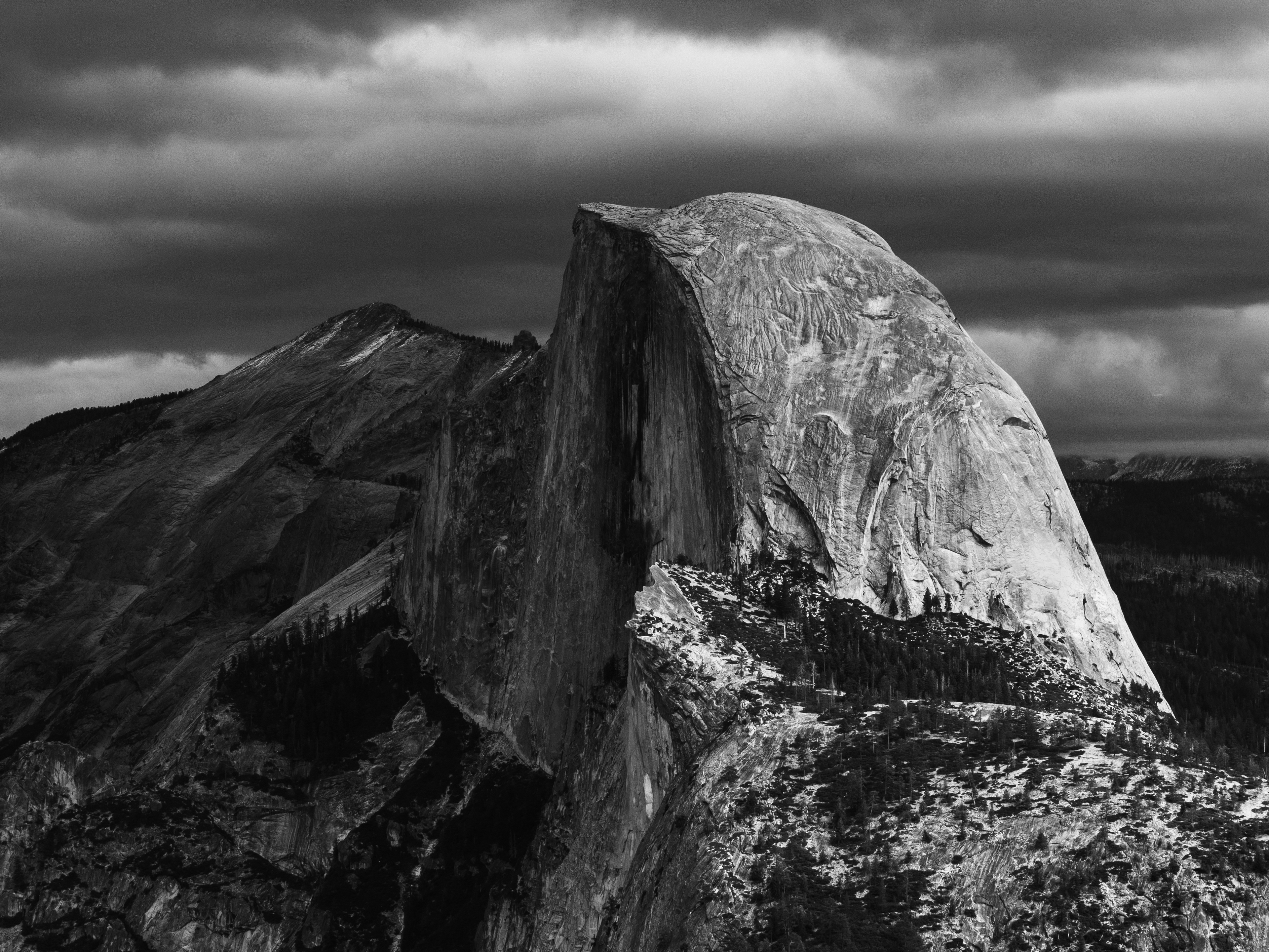 Half Dome Beneath Rain Clouds