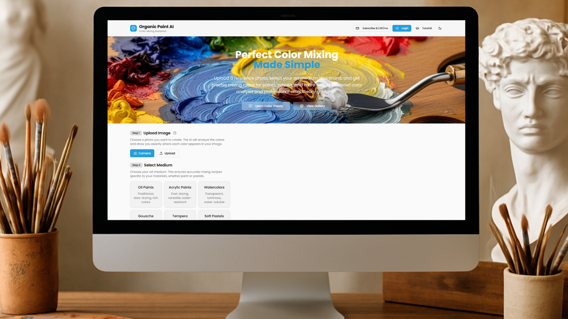 Main screen of Organic Paint AI