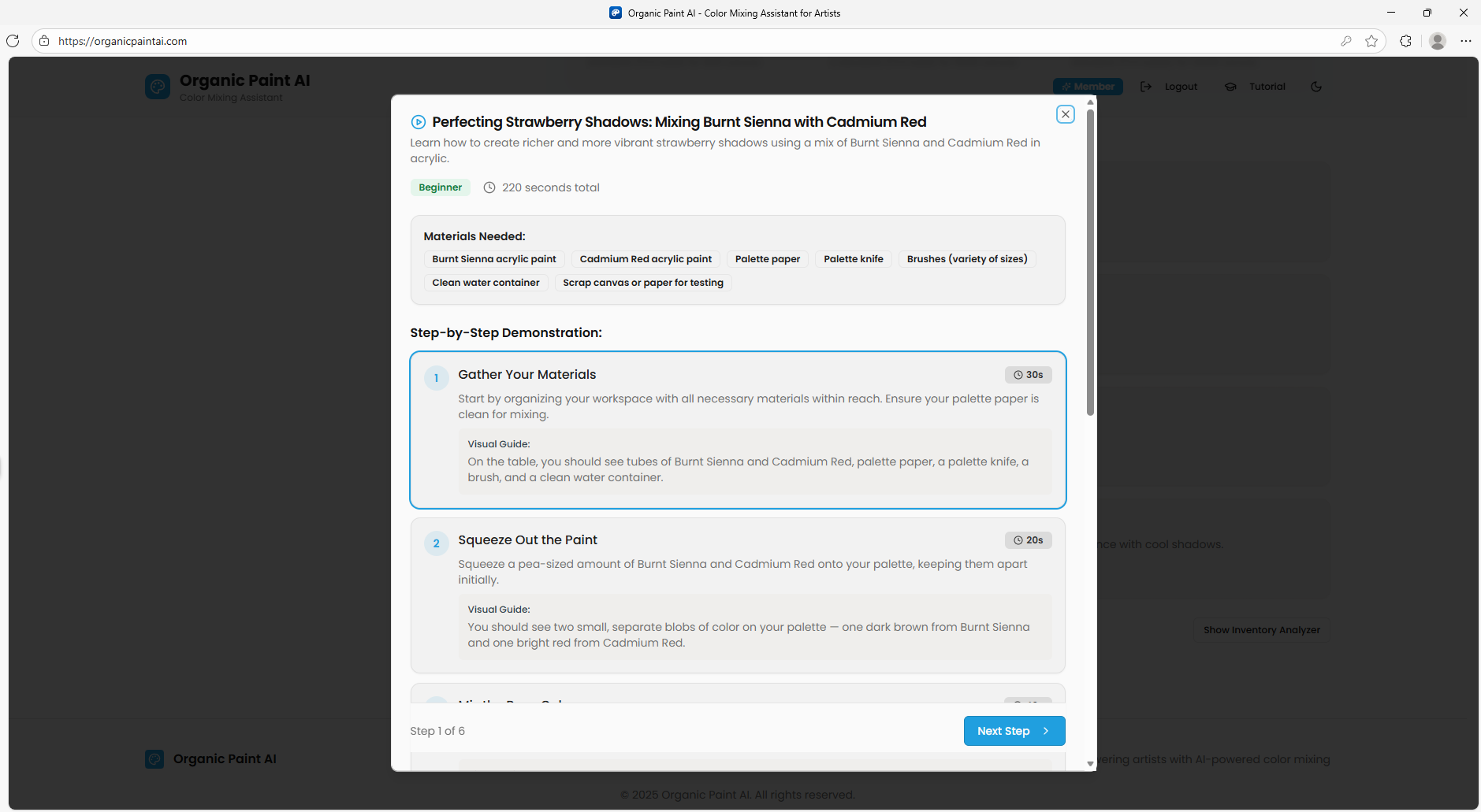 Organic Paint AI tool learning feature