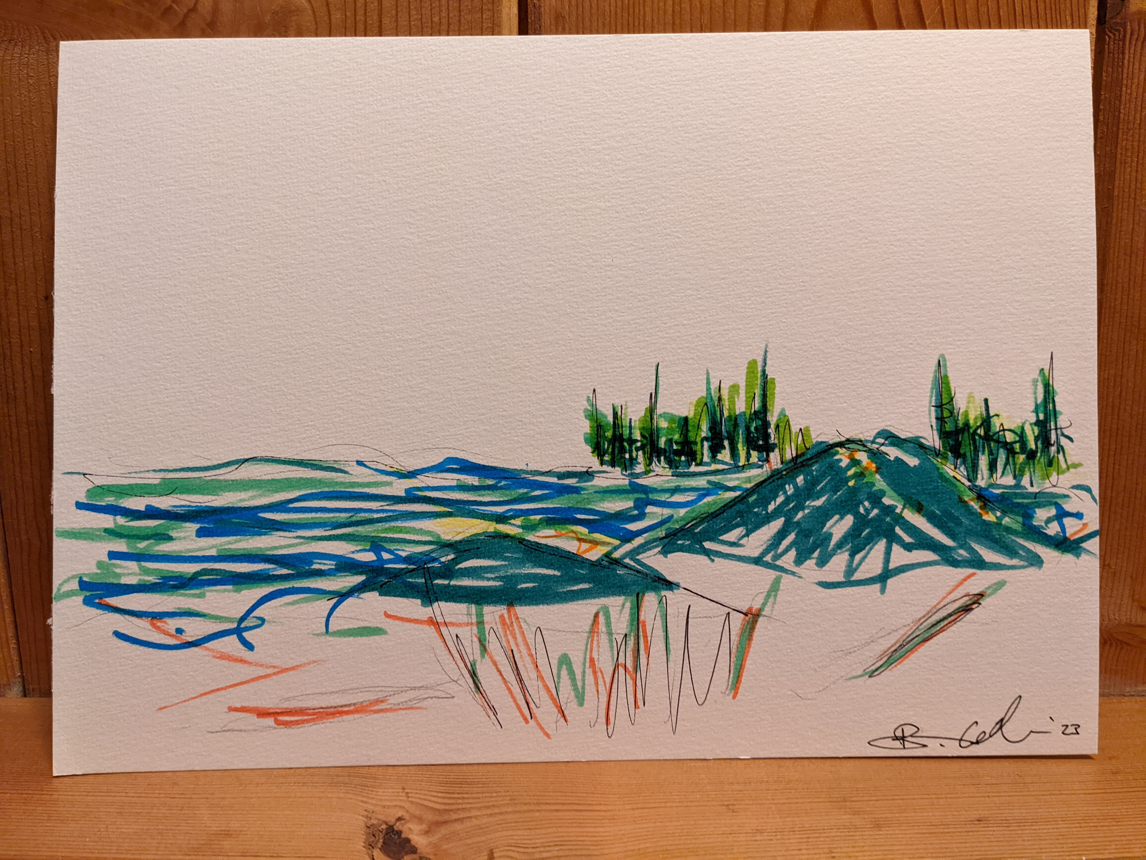 marker on cold pressed paper