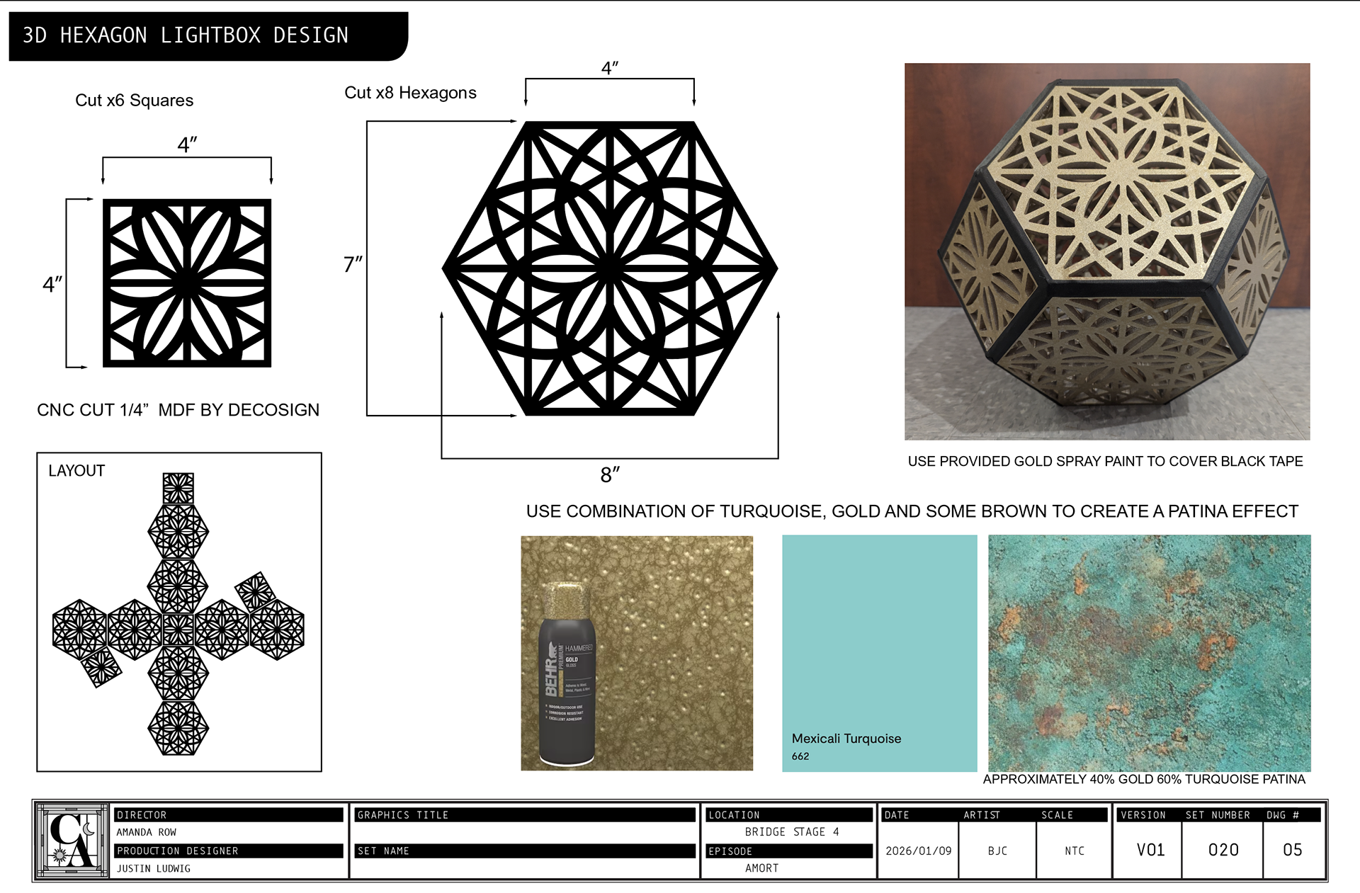 3D Hexagonal Light Box CNC and Paint Design