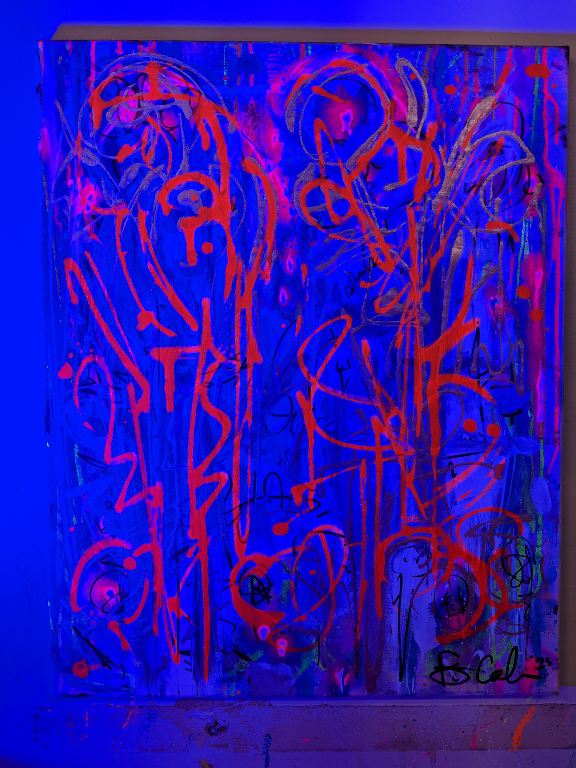 Acrylic and custom mixed glow in the dark paint on canvas - AVAILABLE