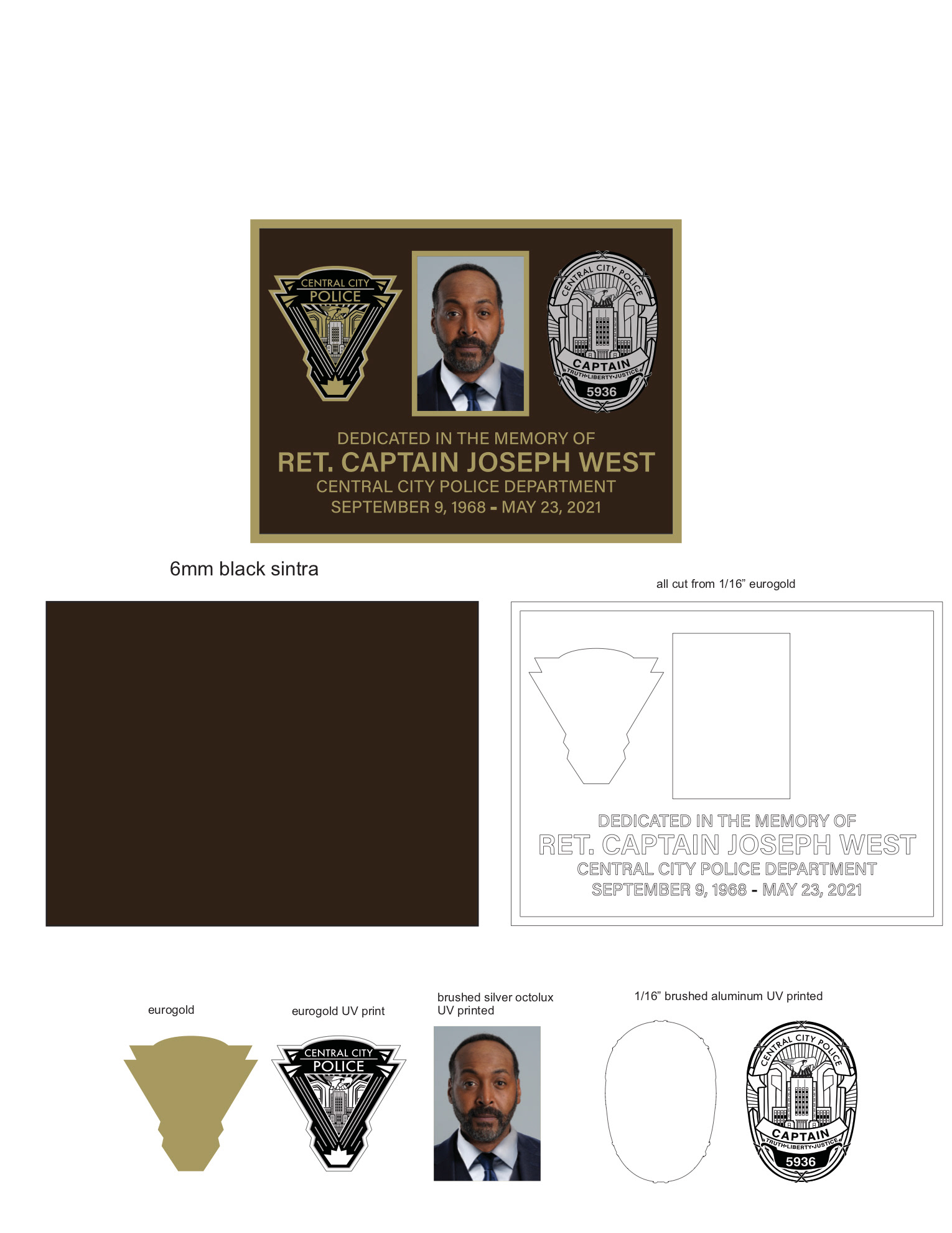 Work Order and Design for a plaque on the Flash