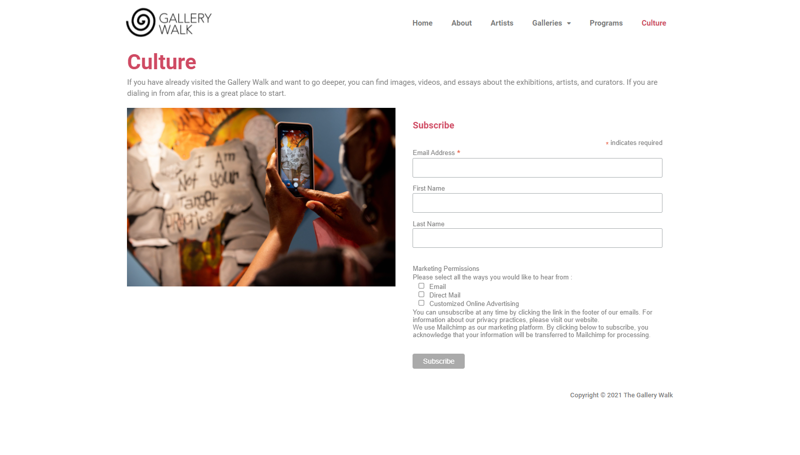 Contact page using MailChimp form
