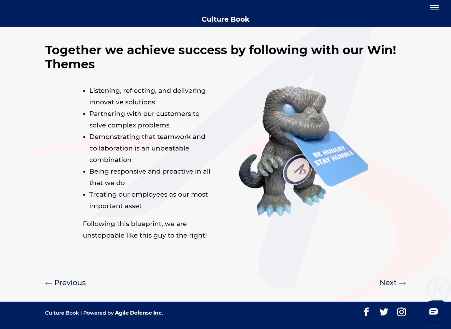 Culture Book: Win Themes page