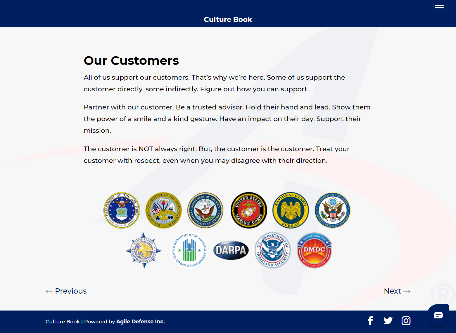 Culture Book: list of customers