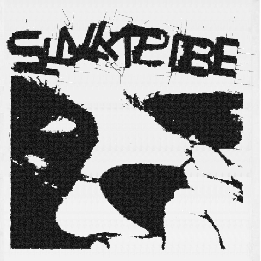 Texture Exploration in the form of a flyer design with punk-y chaotic type design I created by playing with a few letter formations, then cutting, copying and rotating them to loosely spell the word.