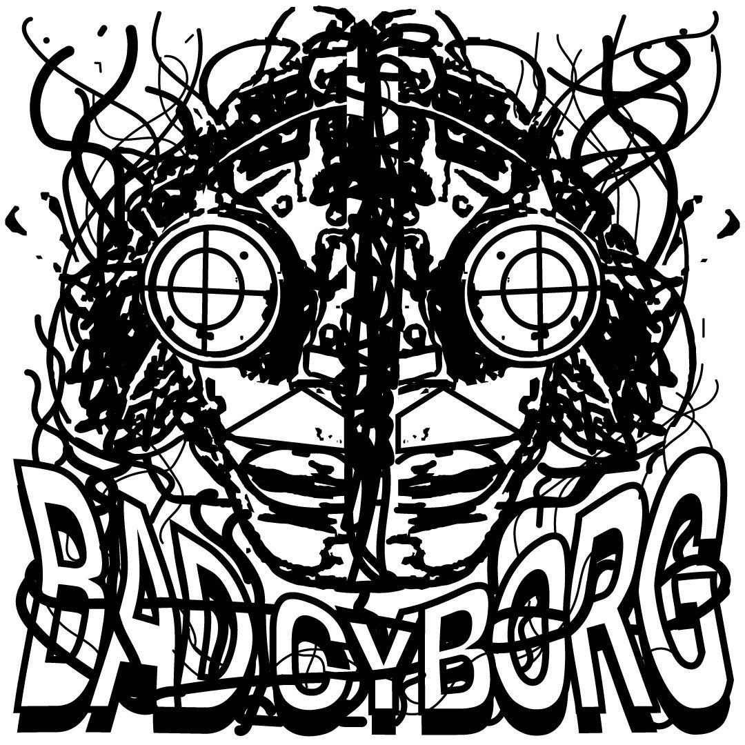 A chaotic punk-y style design I created for a concept company called "BAD CYBORG"