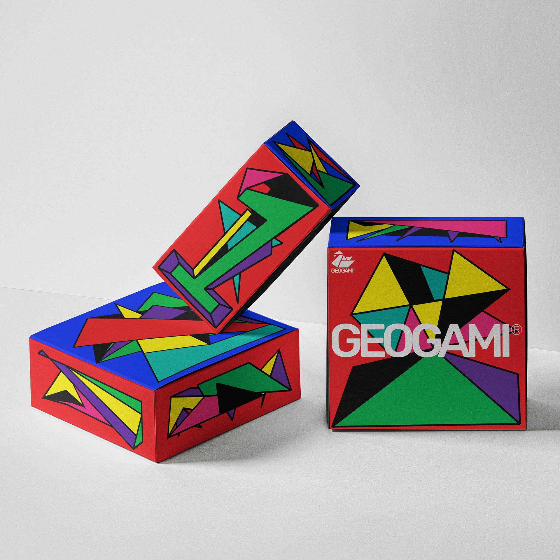 An exploration in packaging design and using mockups. This being for a concept game/toy I created called "GEOGAMI"