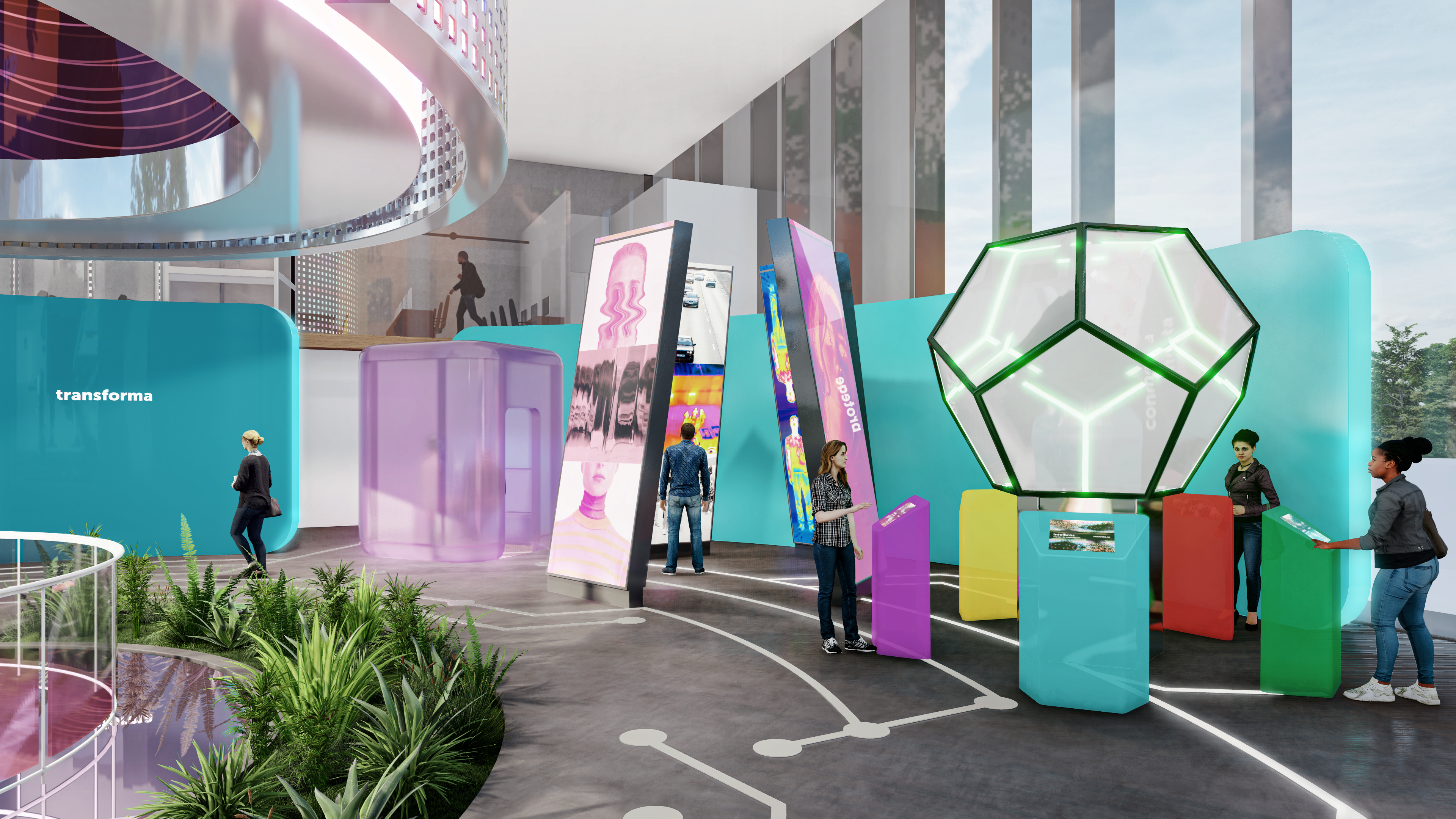 Experimentation space: where people can see the products working in a ludic, fun way.