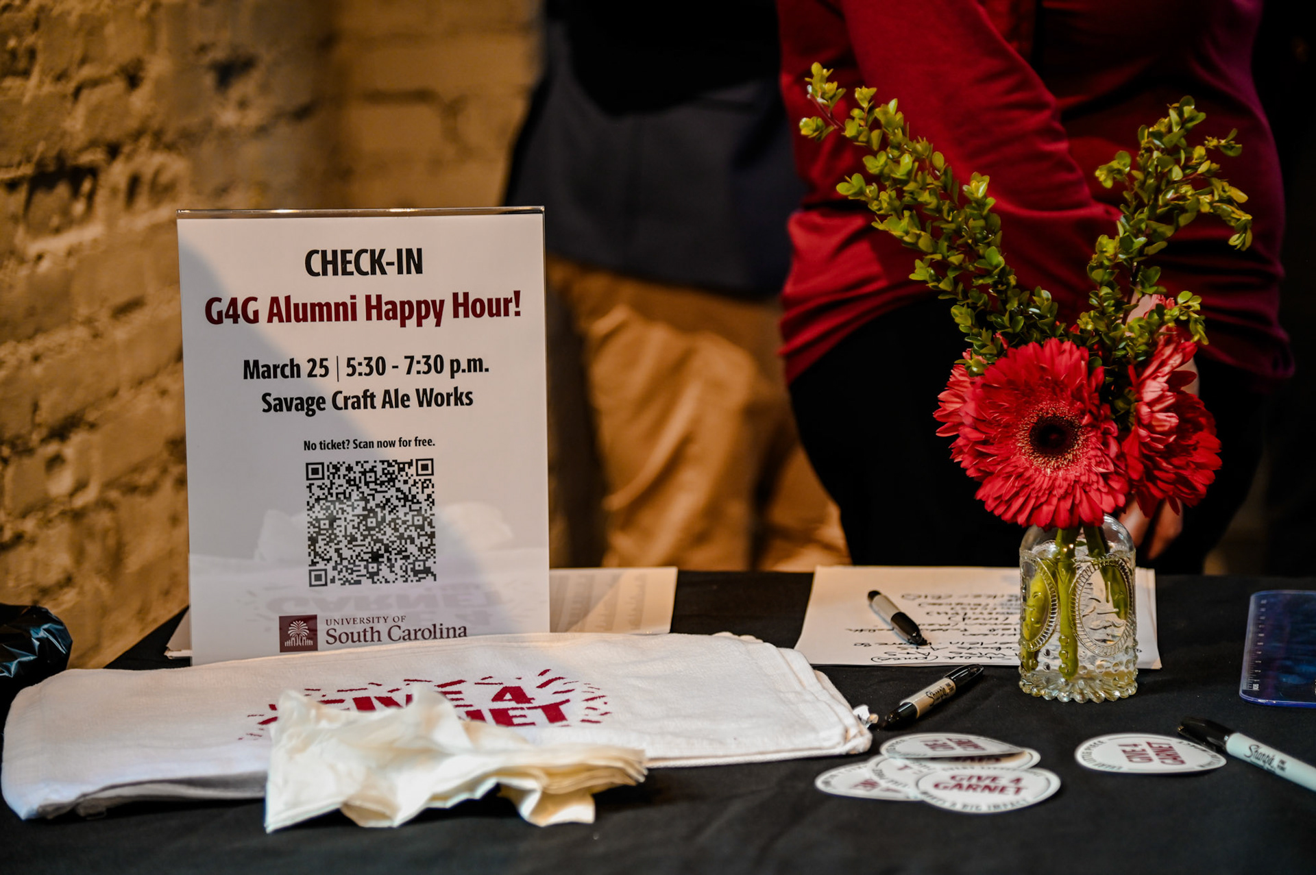 Check-in sign on the welcome table