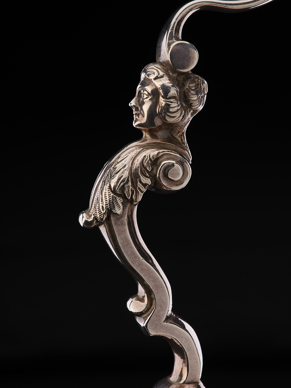 Detail of a silver kettle by Solomon Saldana, Jamaica, c. 1750 - 1760