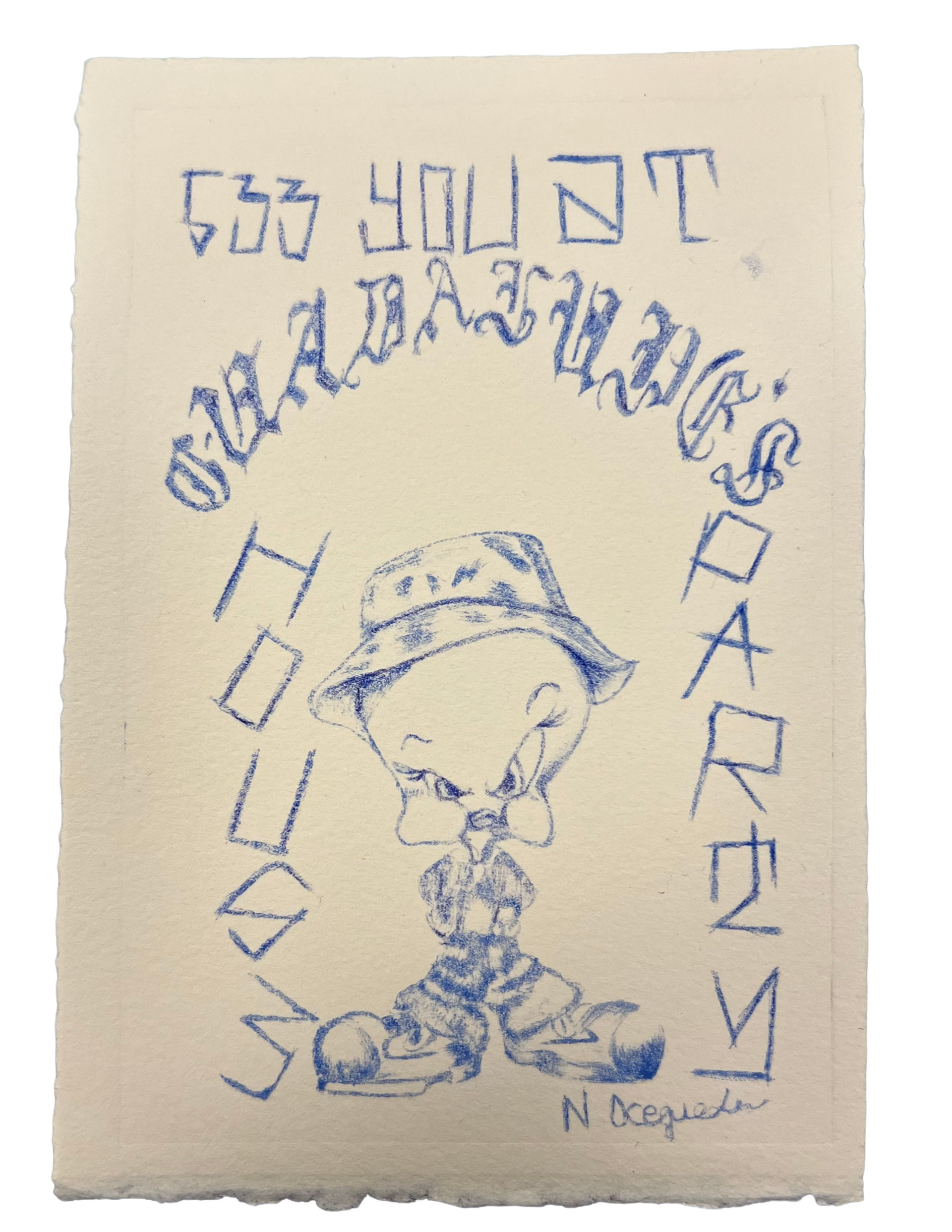 Guadalupe’s House Party:VIP Invite, 2025. Drypoint on cotton paper. 4x6 inches 