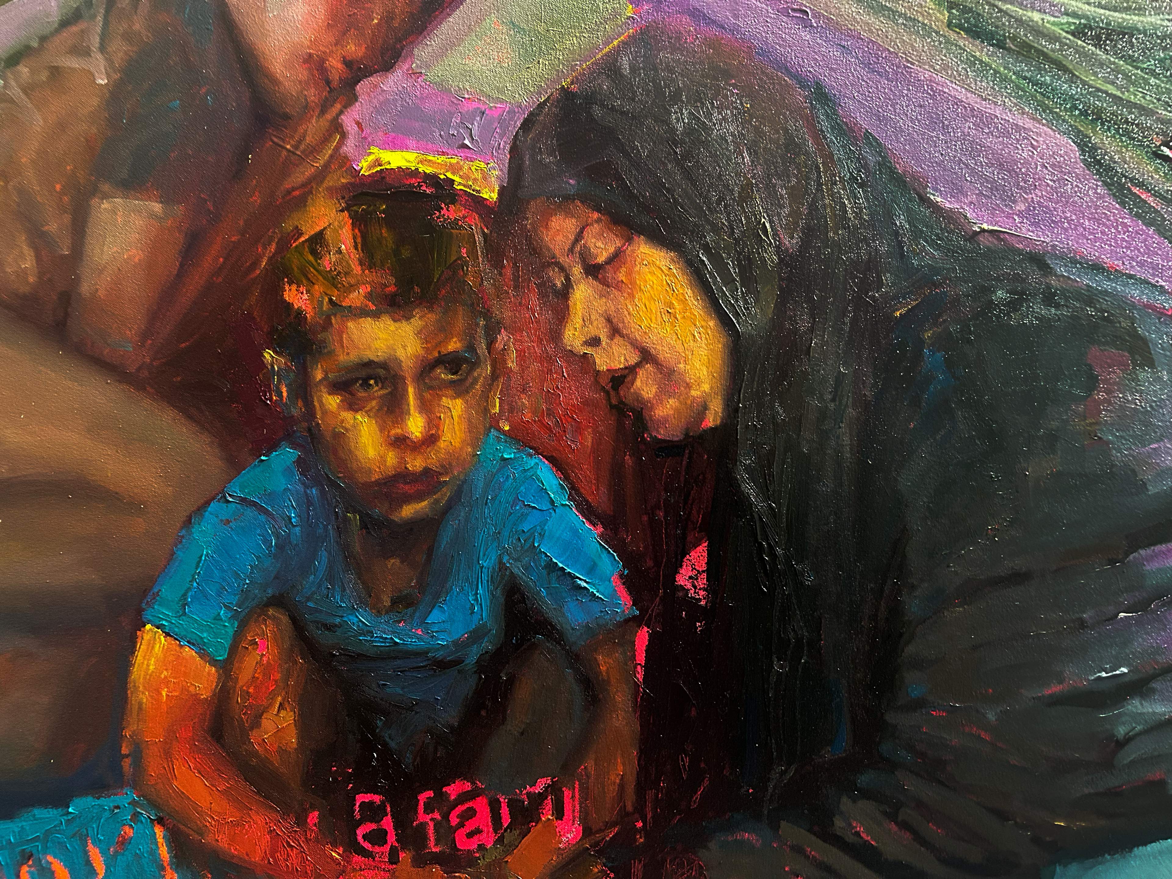 Whisper in My Ear. Oil on canvas, 72 "x 88" inches, Hagit Barkai