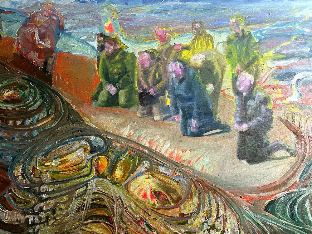 Whisper in My Ear. Oil on canvas, 72 "x 88" inches, Hagit Barkai