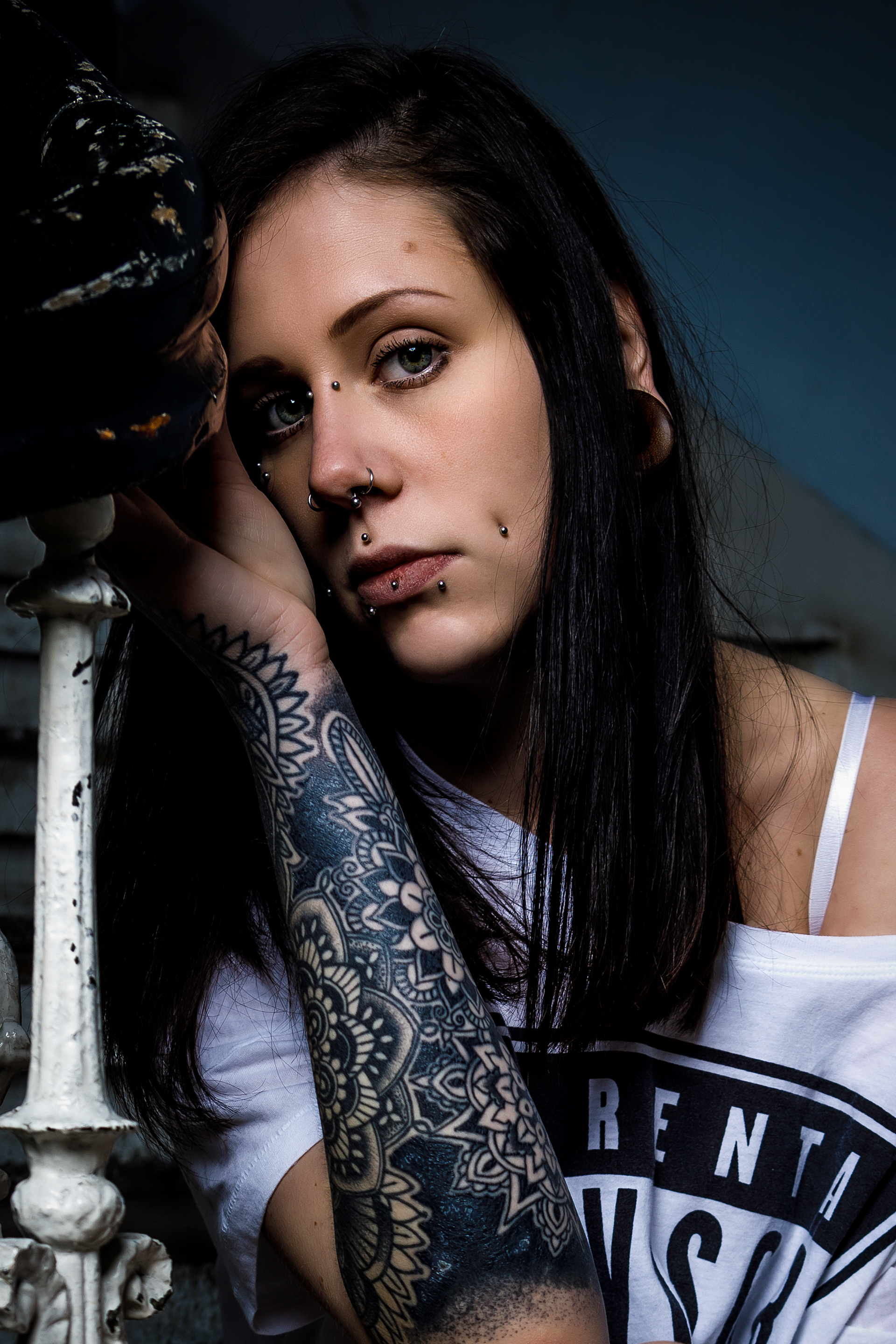 Closeup Portrait Tattoo Piercings