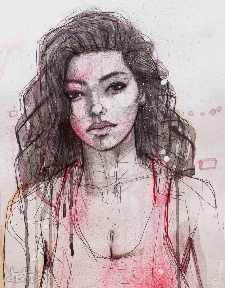 'ADRIANNE' - Ink, pencils, acrylic on paper, 2014