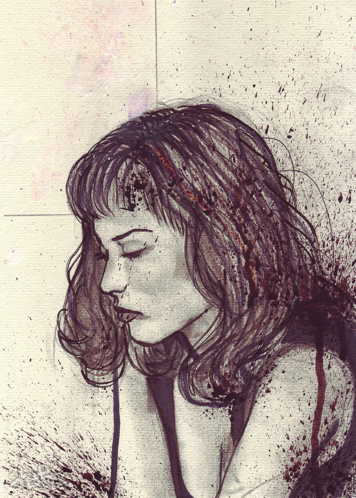 'ALICE INTROSPECTING' - Ink on paper, 2014