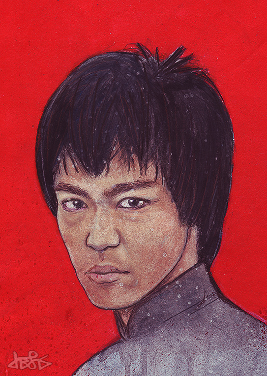 'BRUCE LEE' - Ink, watercolour on paper, 2013