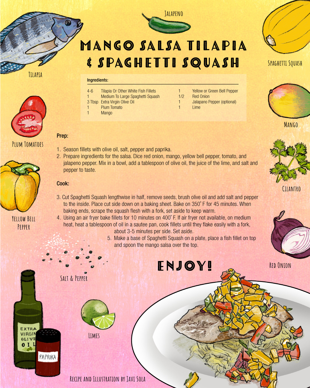Tilapia Recipe - Procreate and Adobe Illustrator