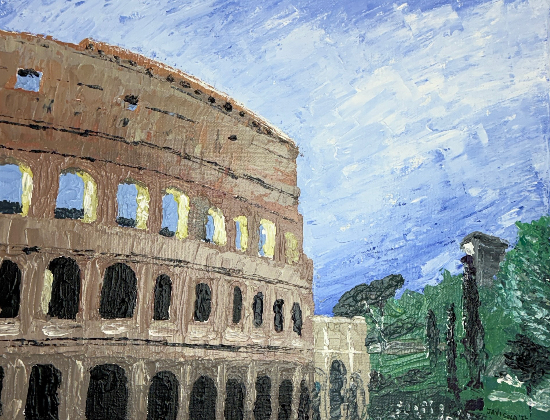 Colosseo, Roma - Acrylic Impasto on canvas 11" x 14"