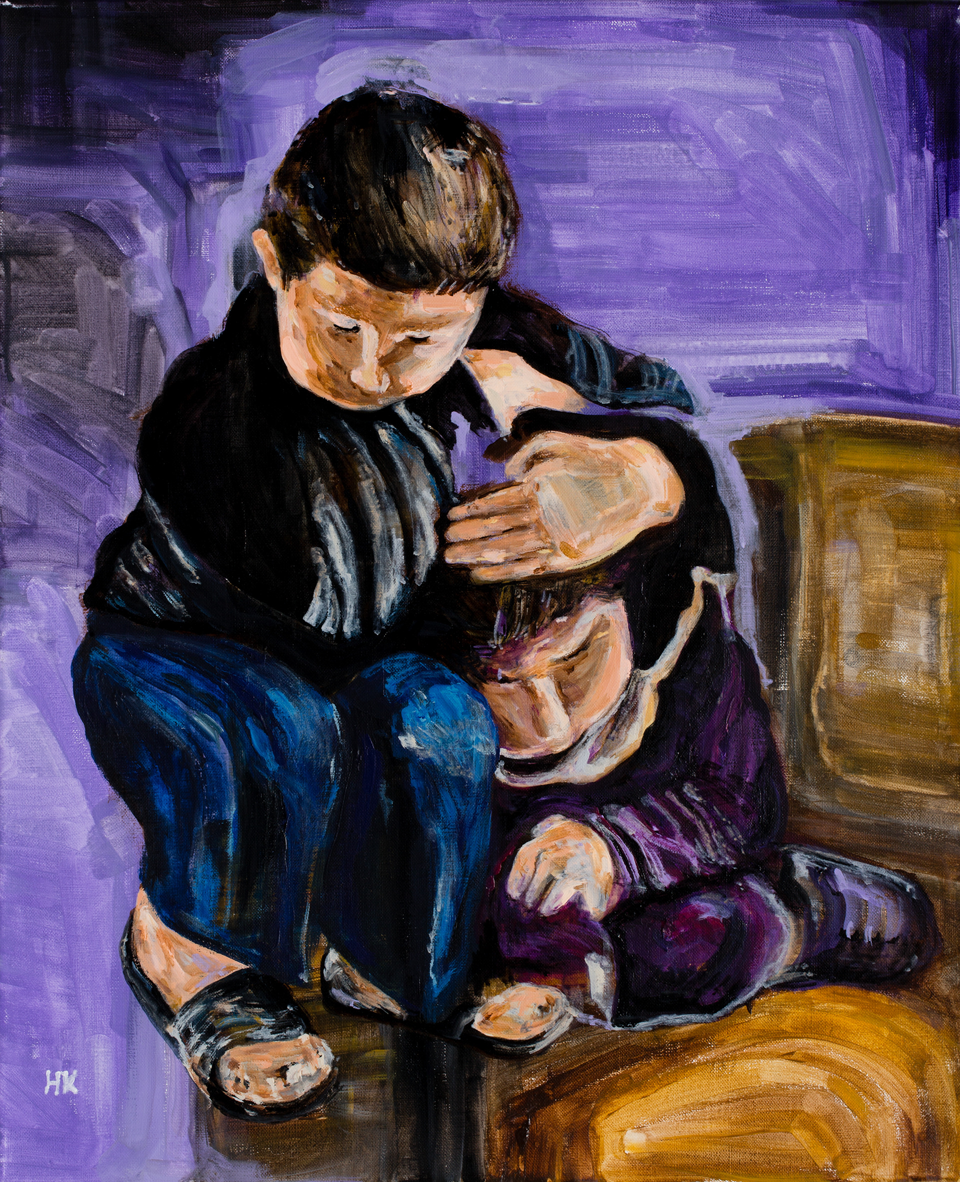 Brother and sister, Acrylic on canvas, 60.6x50.0cm, 2017