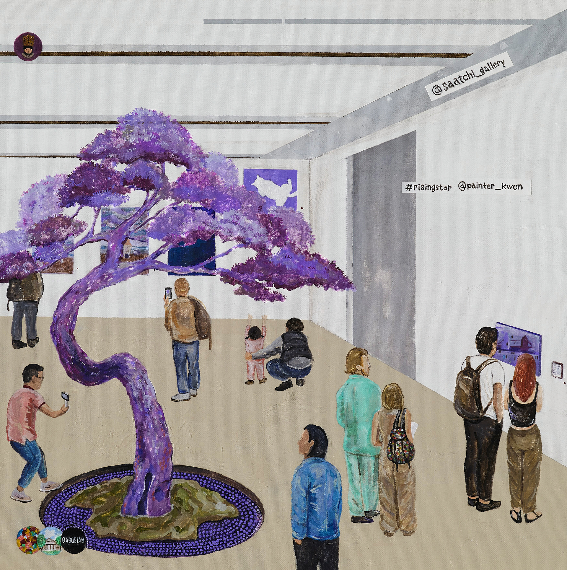 Finding Neverland, Did you see the purple pine tree in the Saatchi gallery?, 53x53cm, Acrylic on canvas, 53x53cm, 2021
