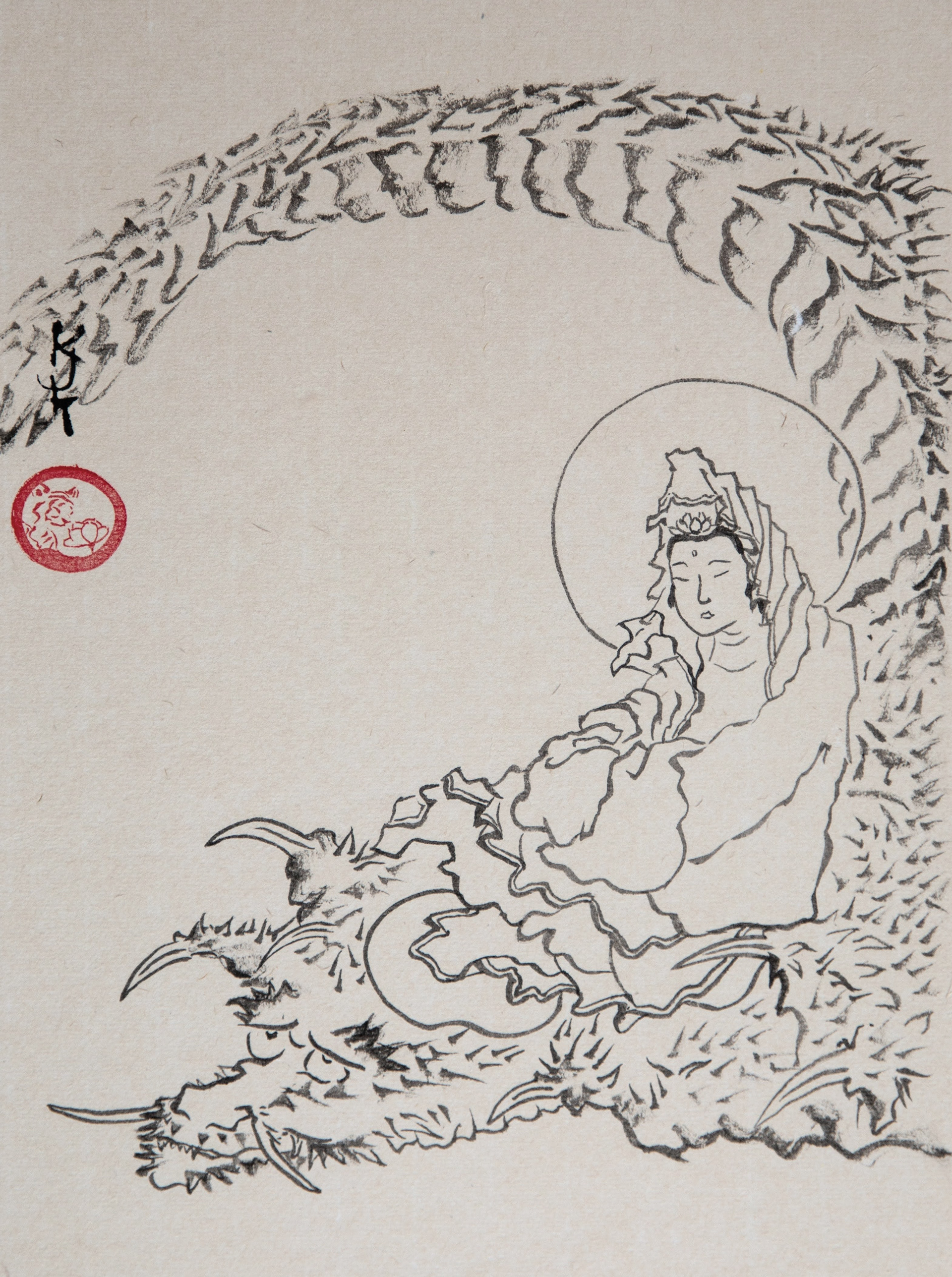 Kannon on a dragon - £220 (Framed 50x40cm)