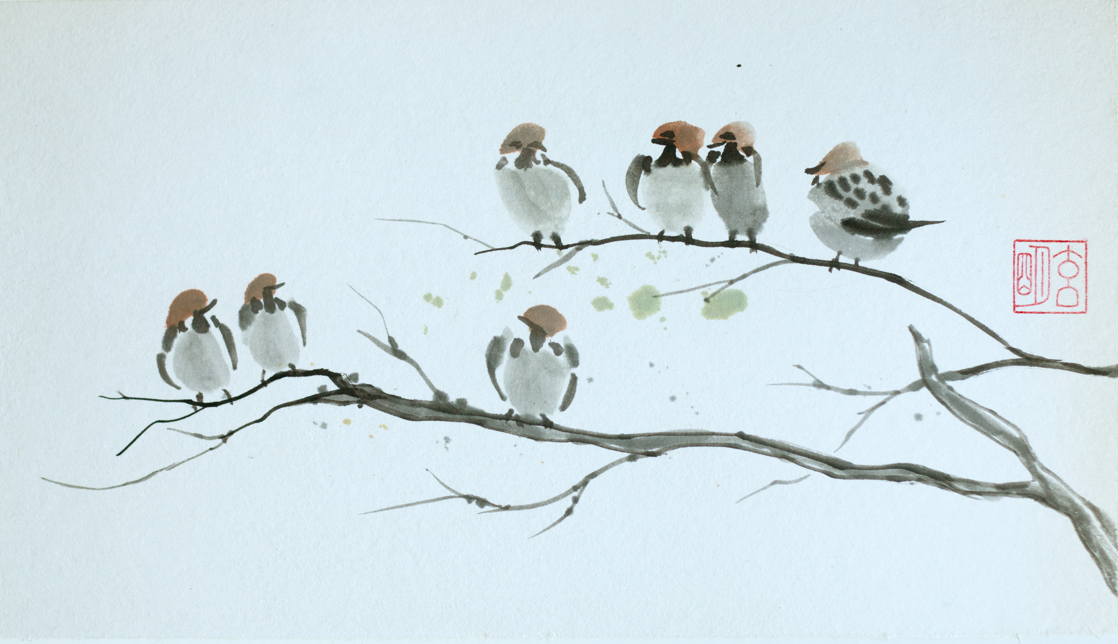 Chattering - £310 (Framed 25x50cm)