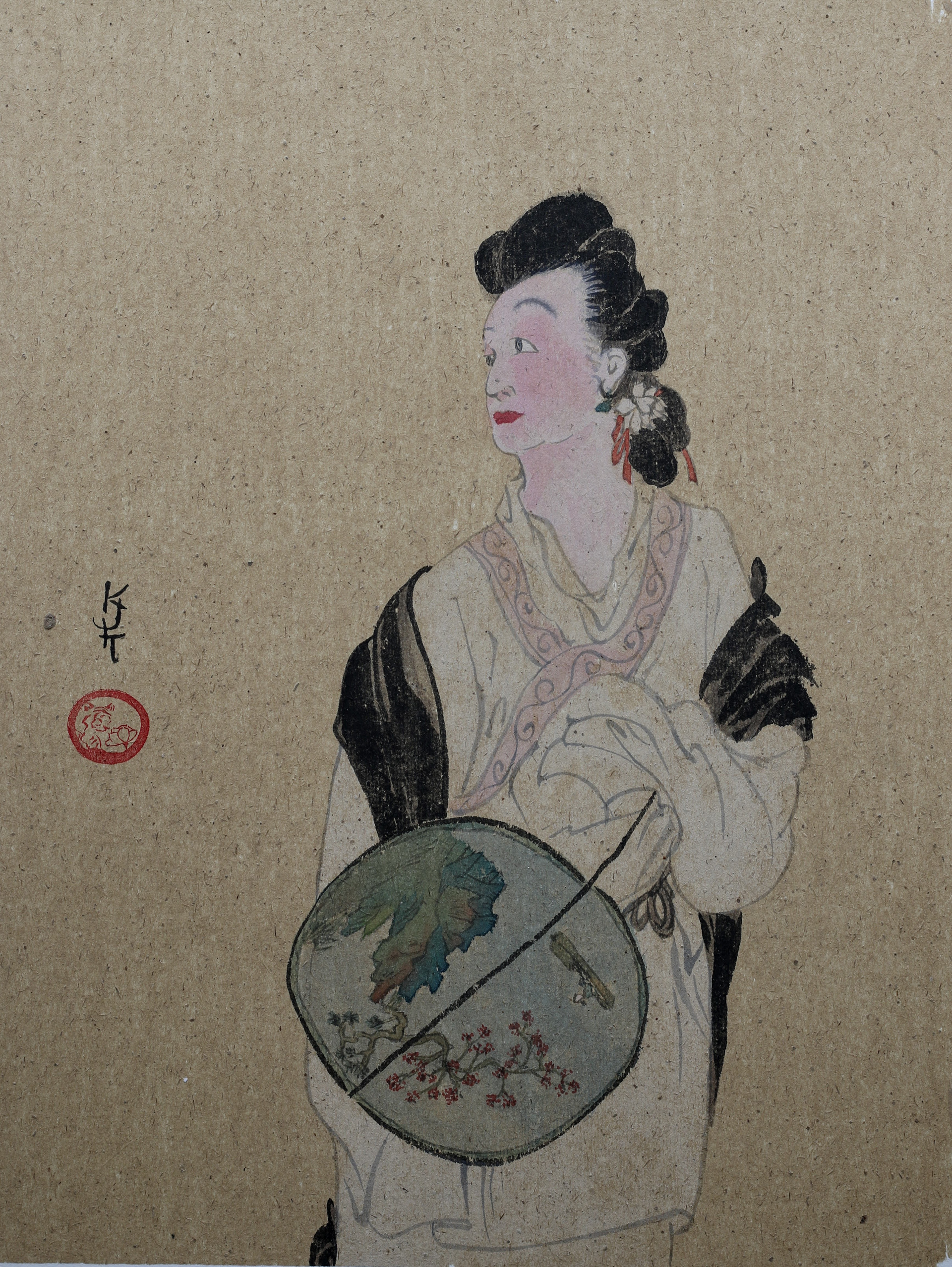 Woman with fan - £220 (Framed 73x53cm)