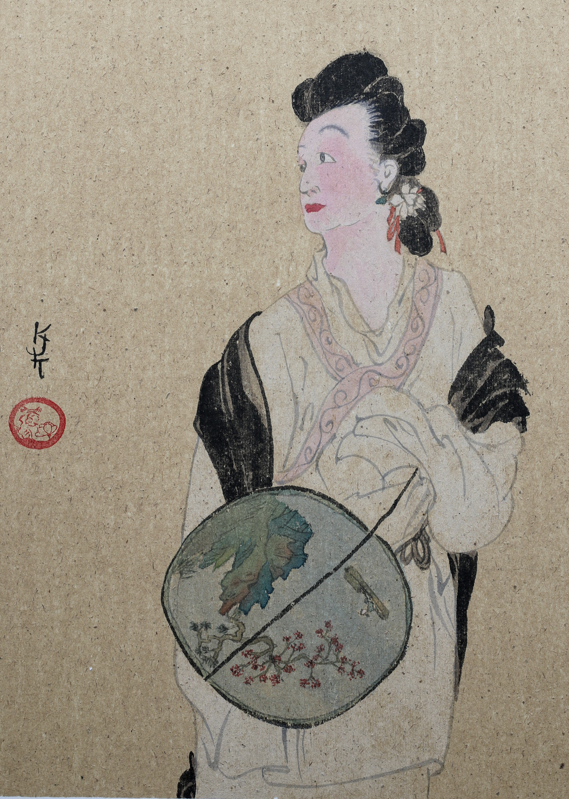 Woman with fan - £190 (Framed 62x45cm)