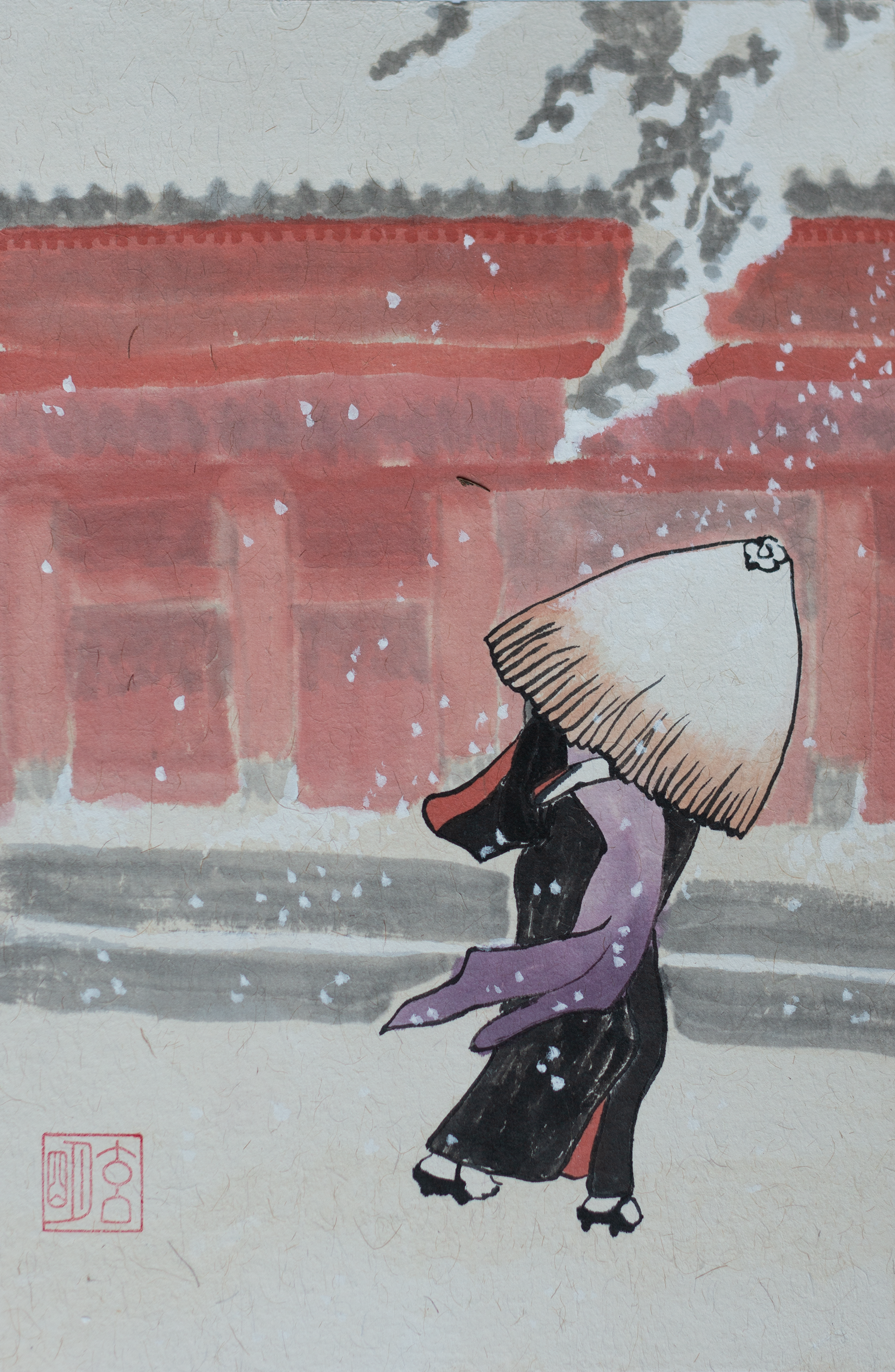 Snowy walk 2 - £350 (Framed 40x50cm)