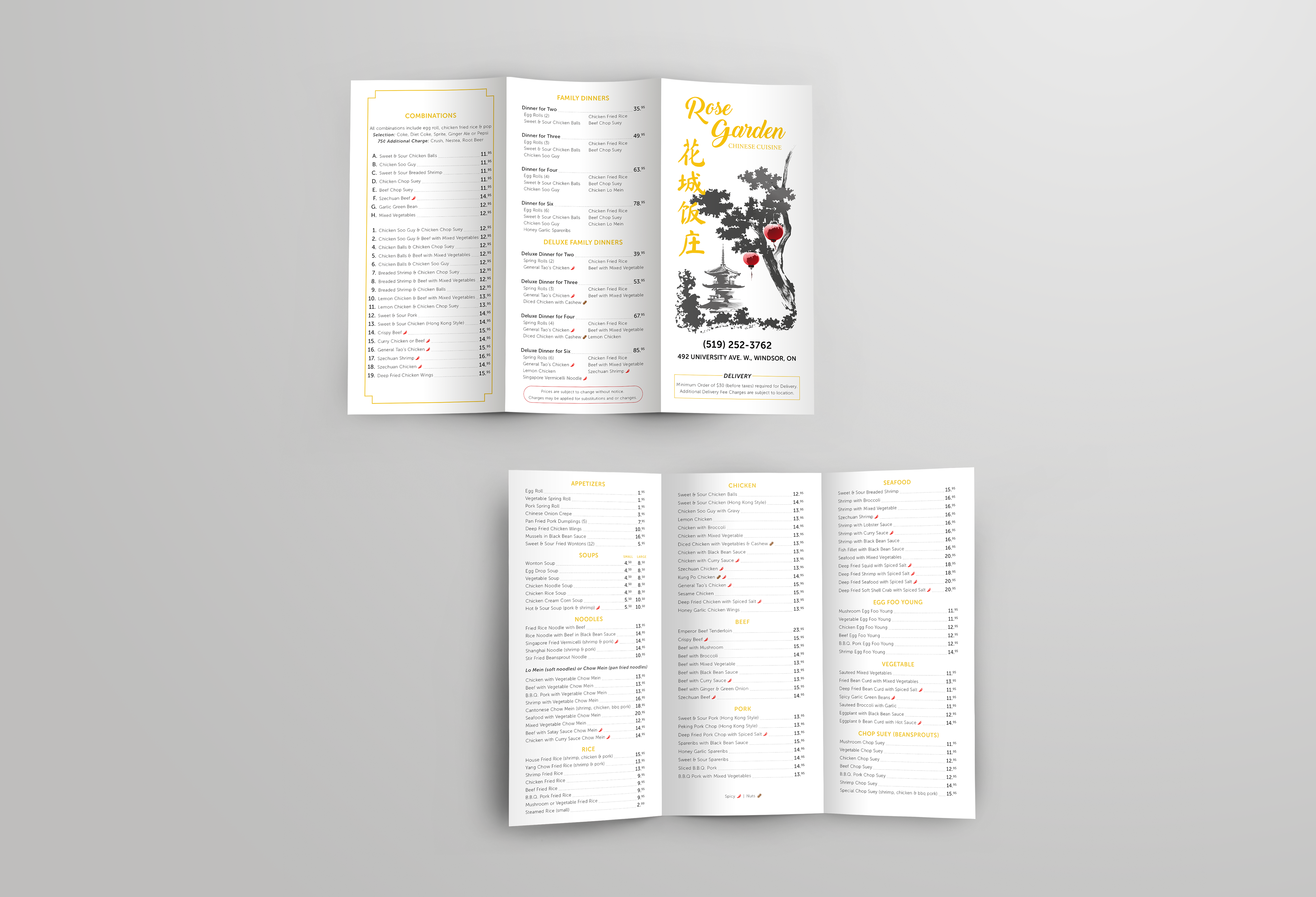 Rose Garden Chinese Cuisine Take-Out Menu Mock Up