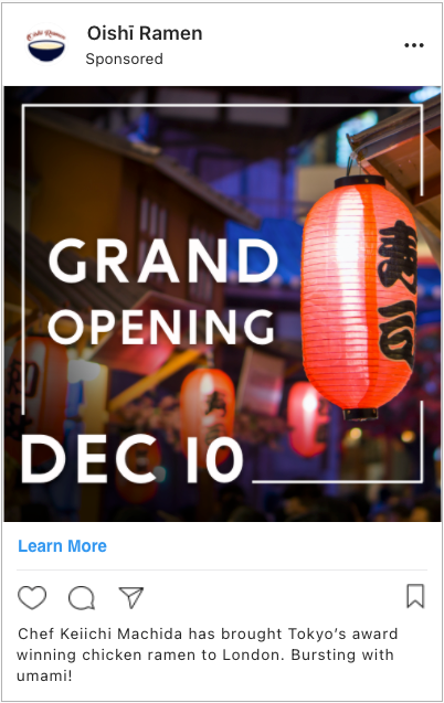 Oishi Ramen Instagram Ad: Grand Opening