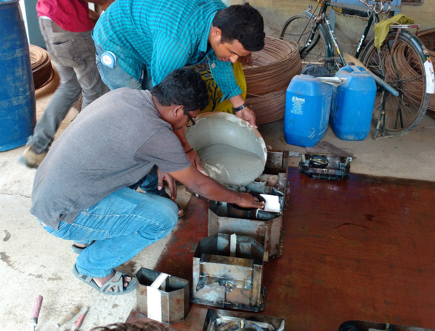 Pouring slurry into molds