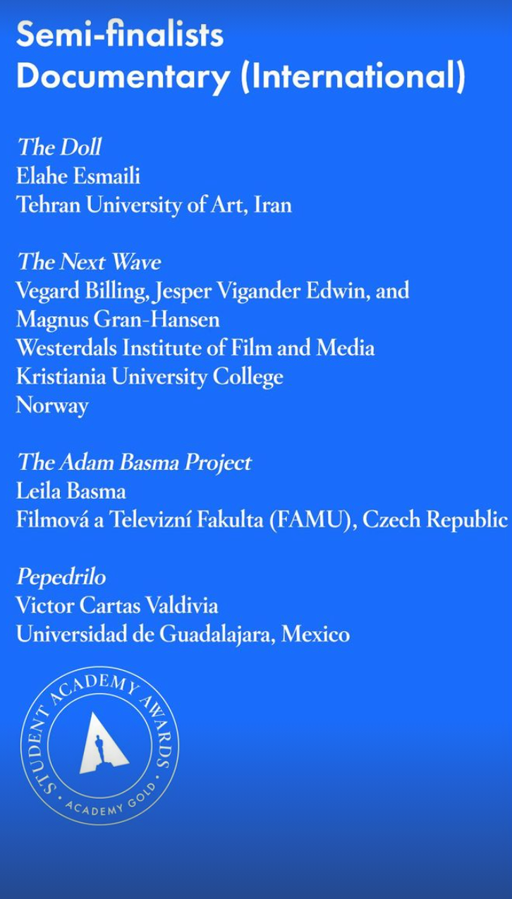 Student Academy Awards - Semi-Finalist list - International Documentary