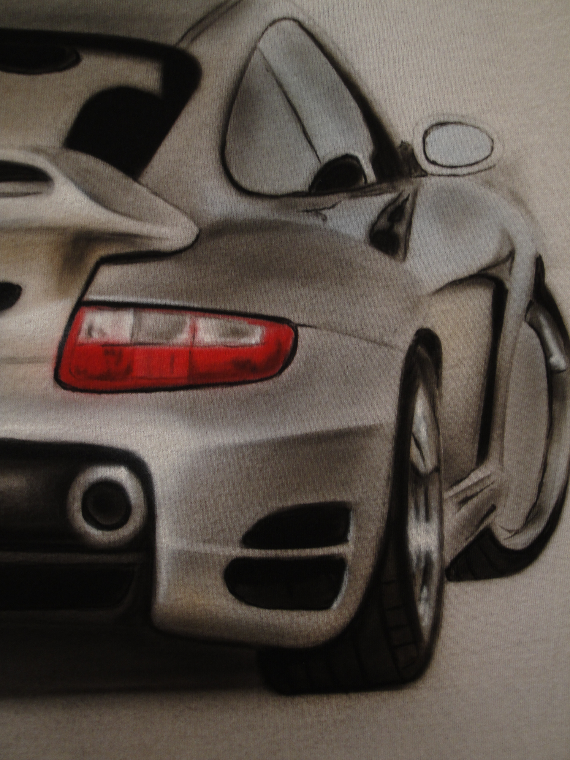 Porsche (airbrush on white t-shirt)