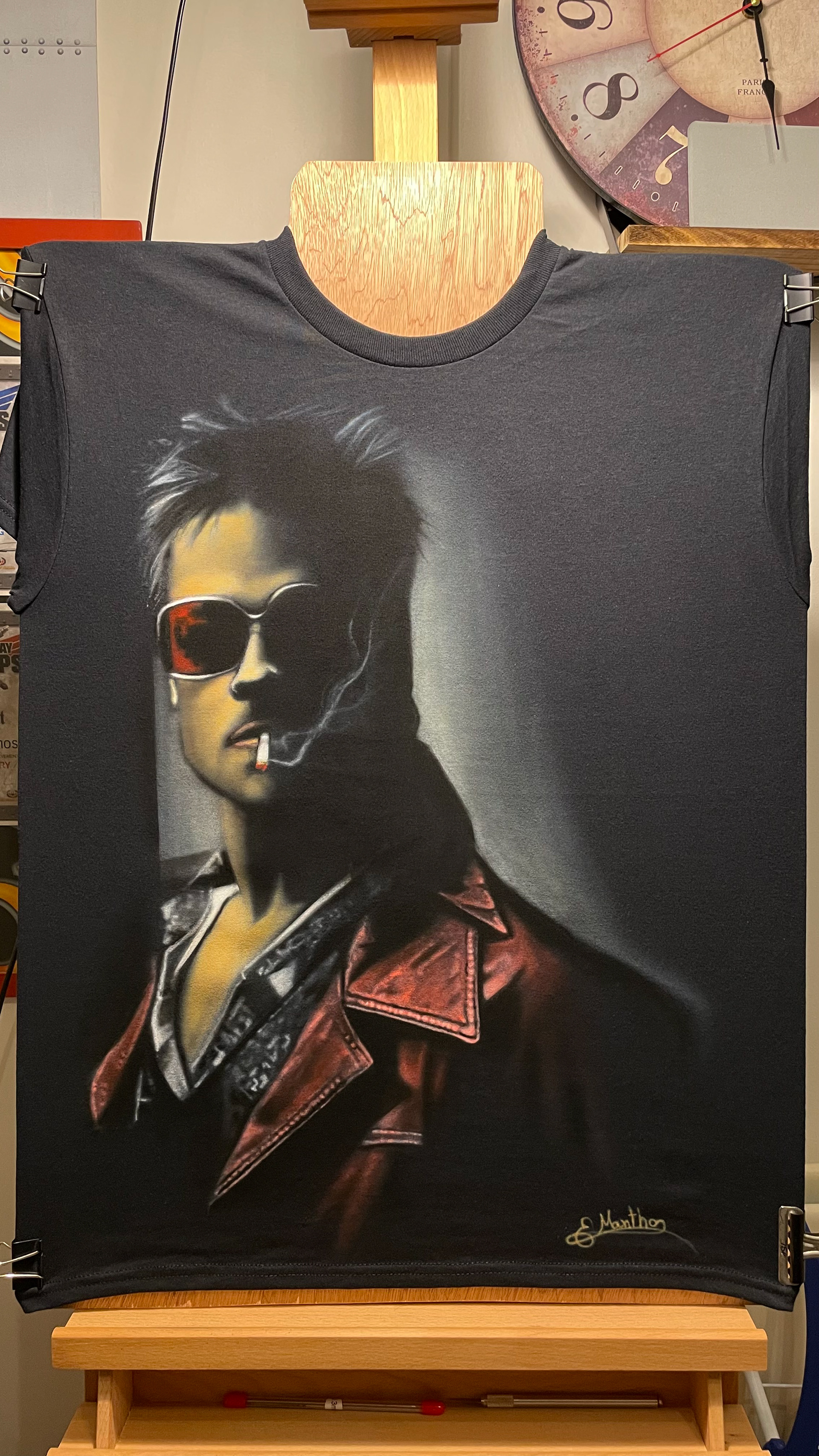 Tyler Durden Fight Club (airbrush on t-shirt)
