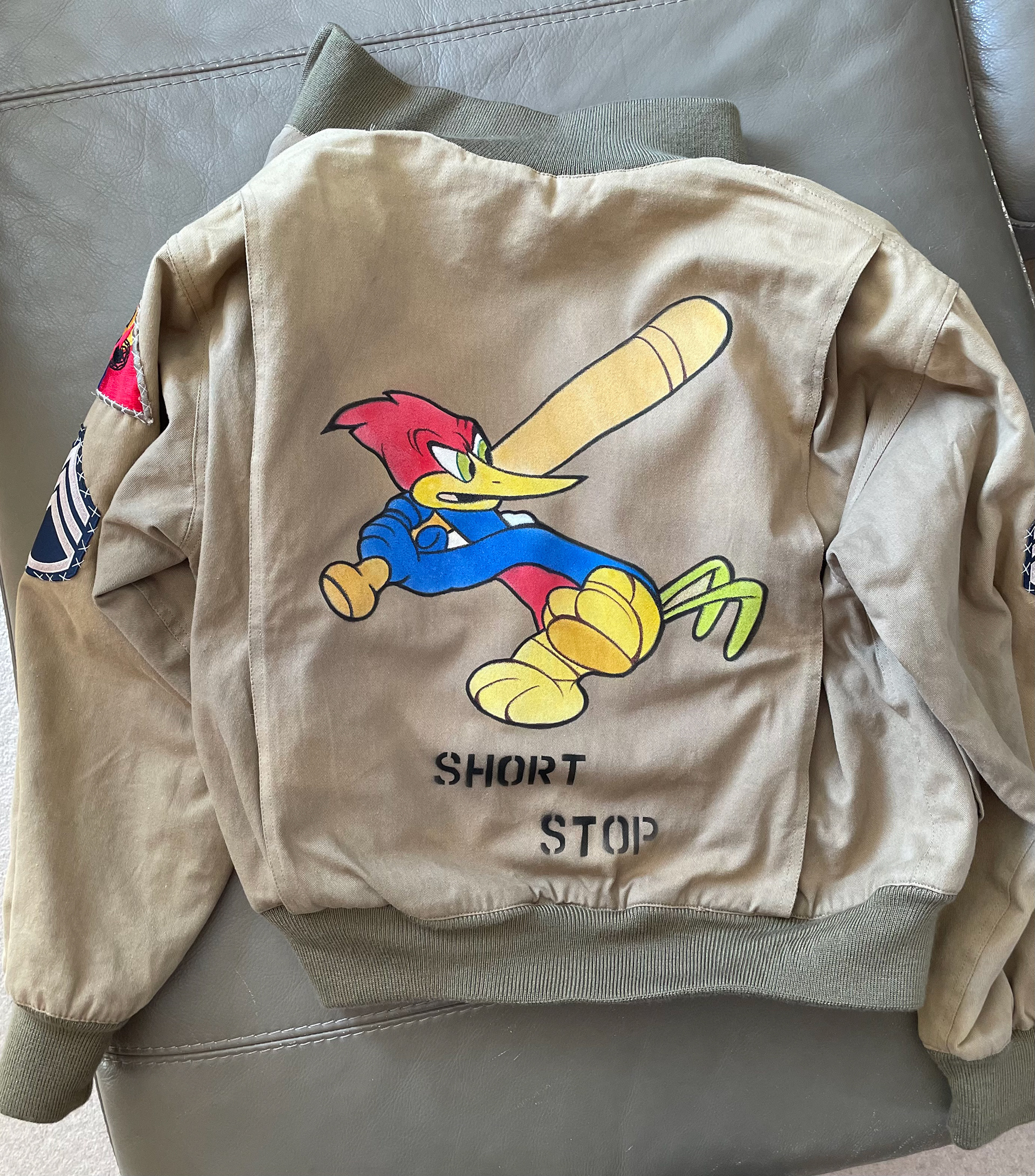 Airbrushed WW2 Tankers Jacket with Woody Woodpecker Design