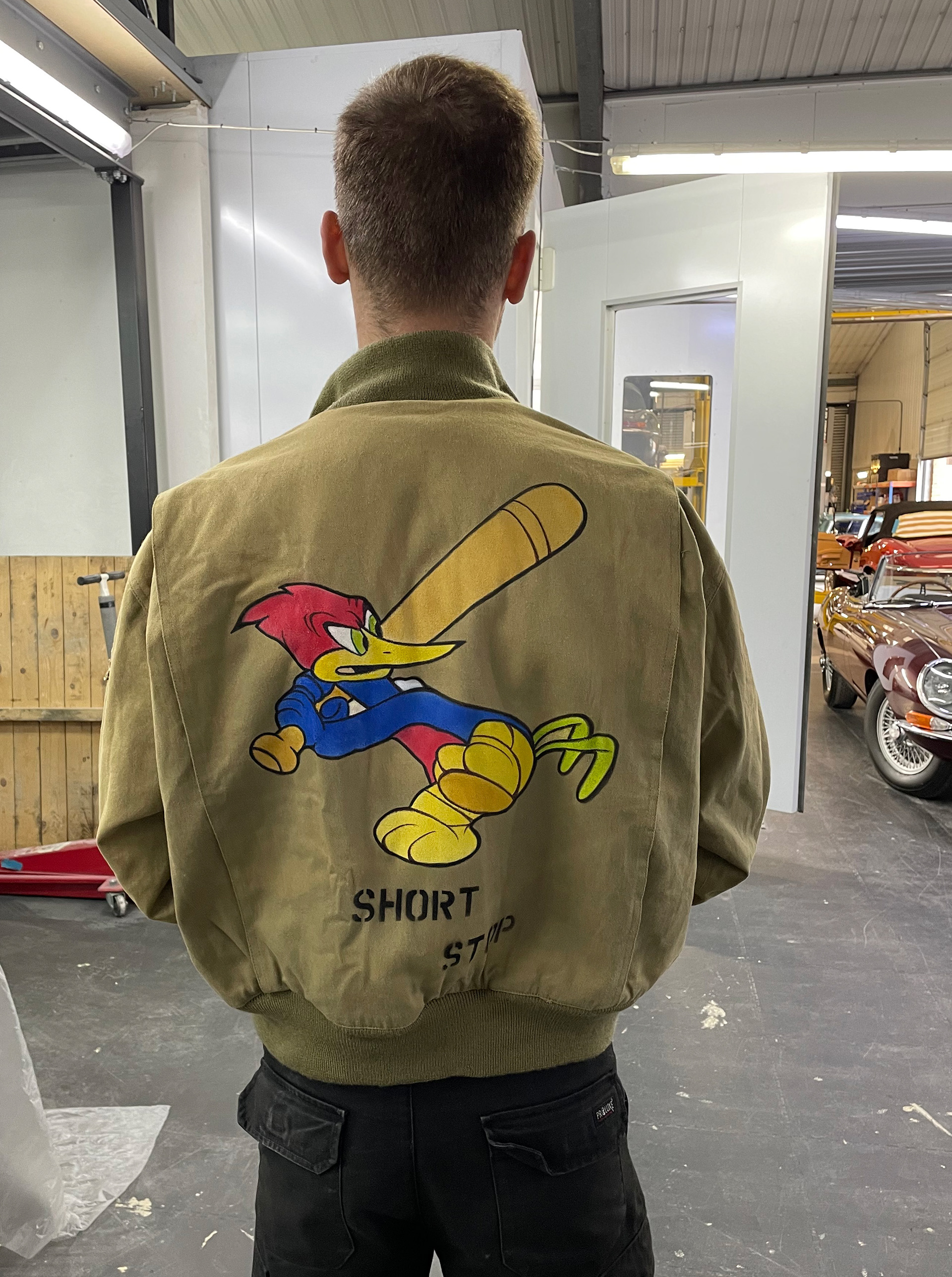 Airbrushed WW2 Tankers Jacket with Woody Woodpecker Design
