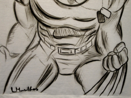 Wolverine (airbrush on white t-shirt)