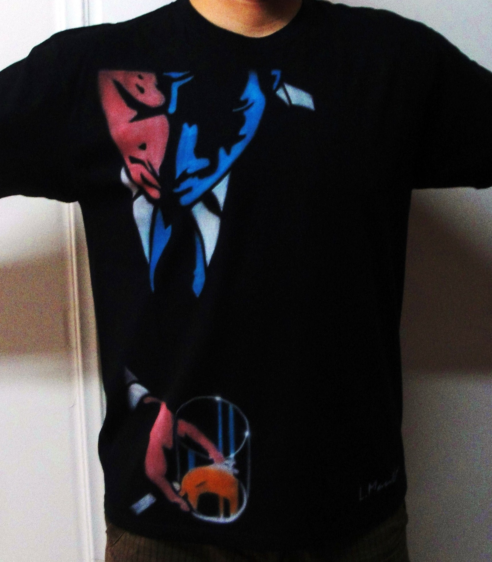 Noir (airbrush on black t-shirt)