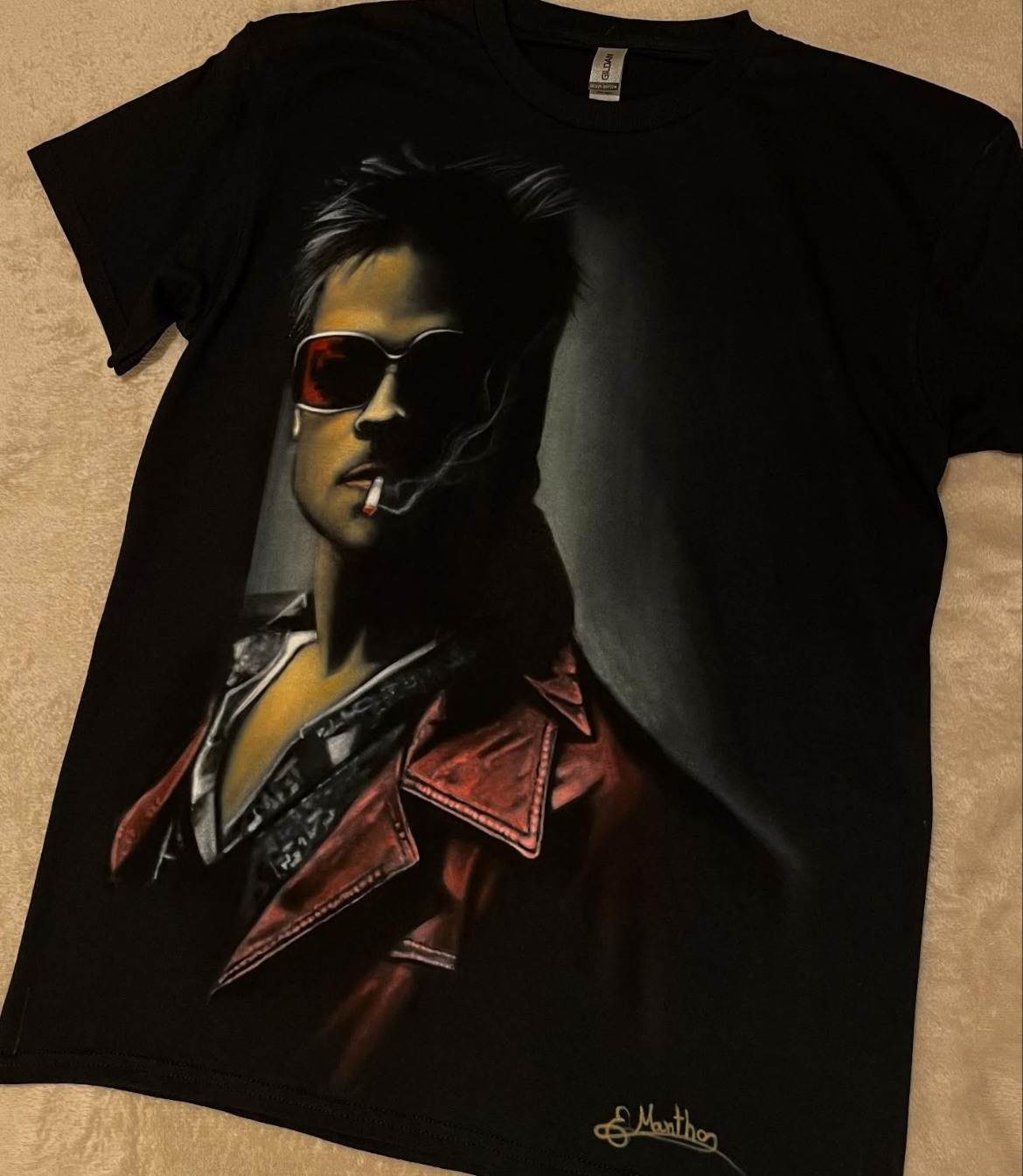 Tyler Durden Fight Club (airbrush on t-shirt)