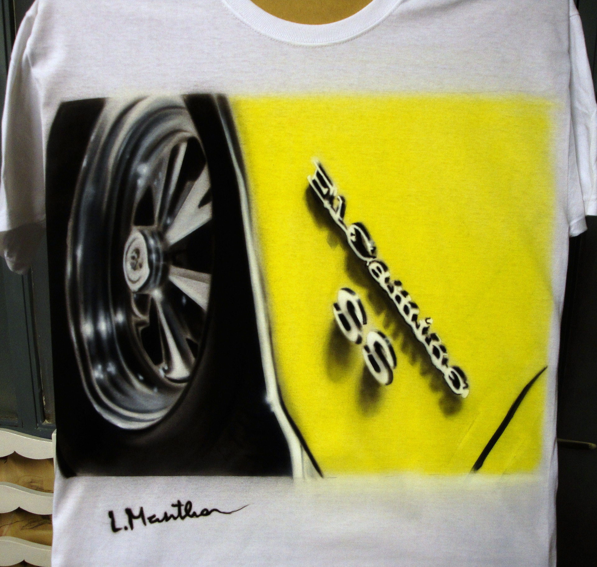 EL Camino (airbrush on white t-shirt)